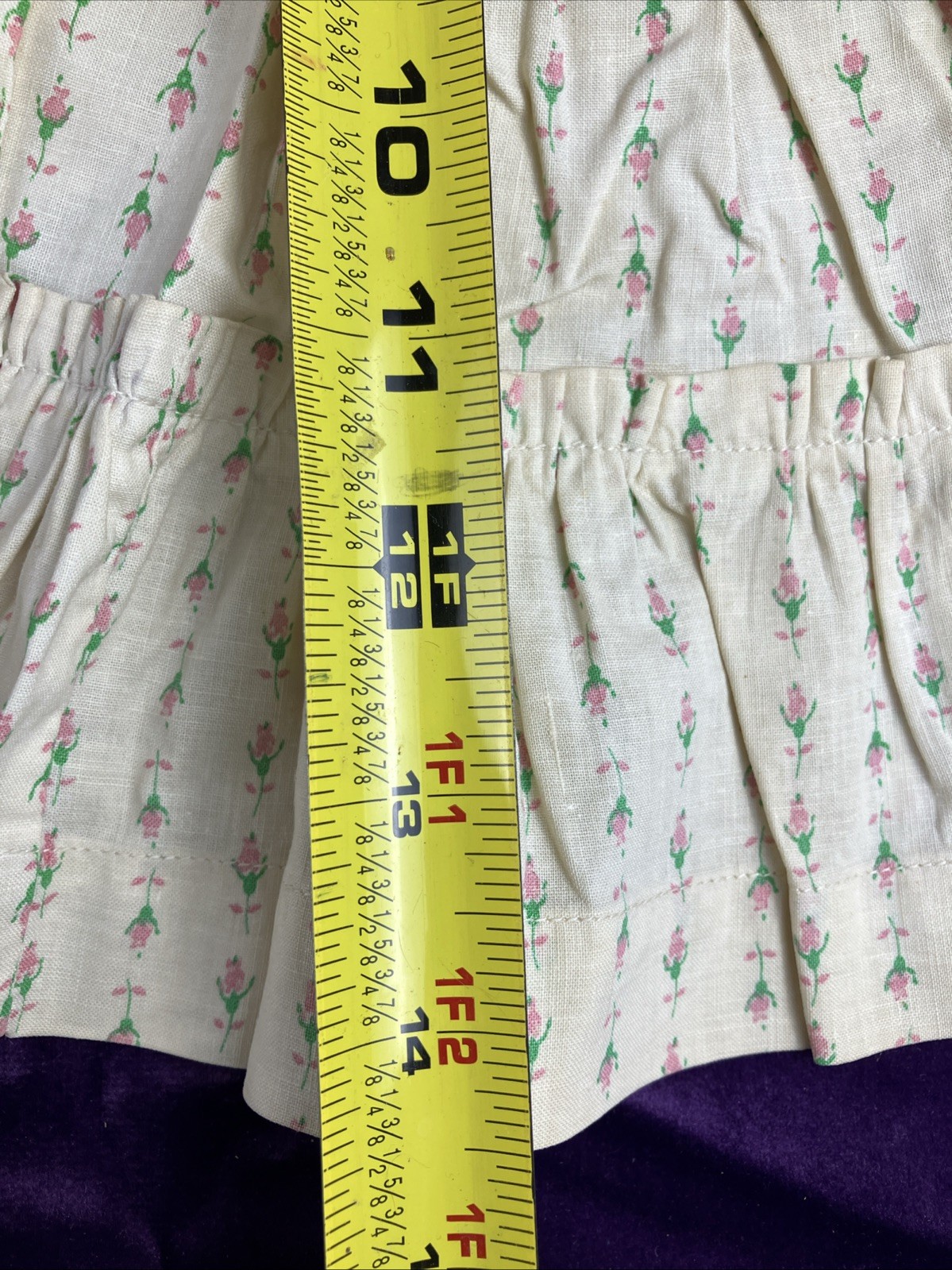 Antique Edwardian Doll Dress Micro Roses Cotton C 1900