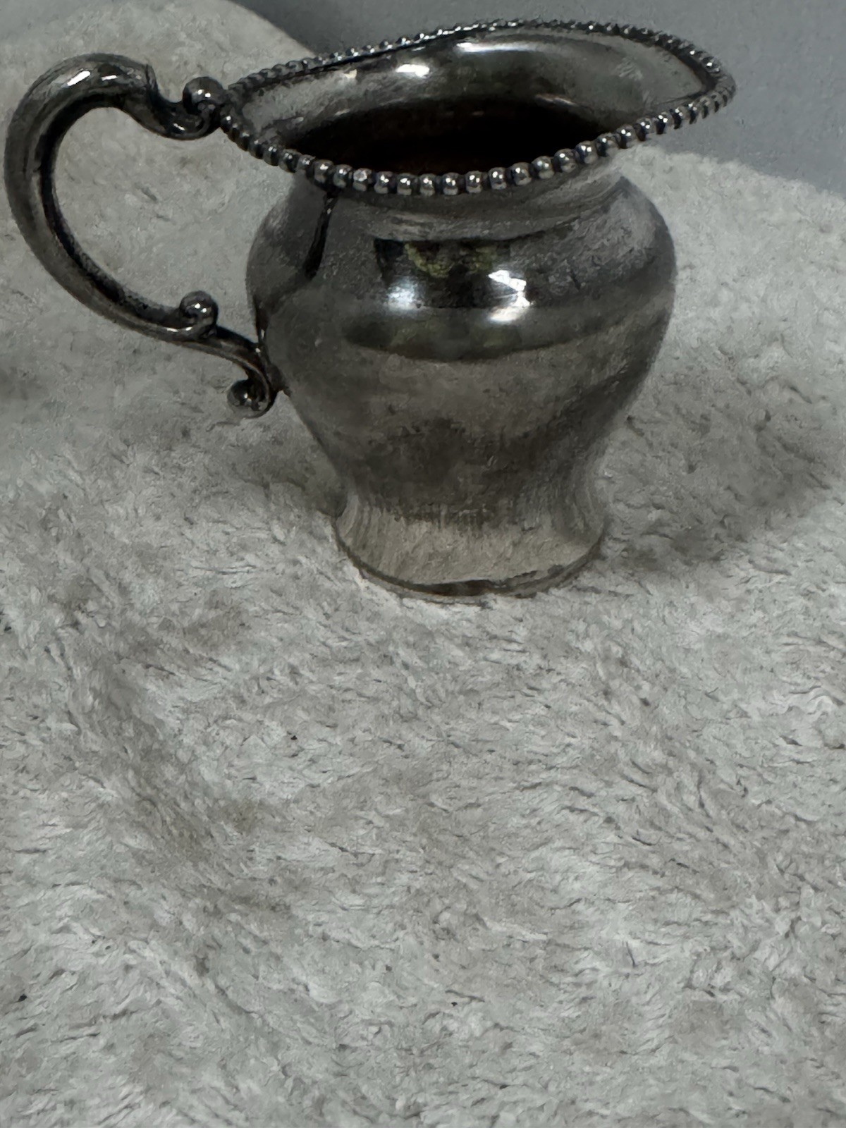 Vintage Milk Jug EPNS Creamer Lion Fleur De Lys Shield Beaded Rim