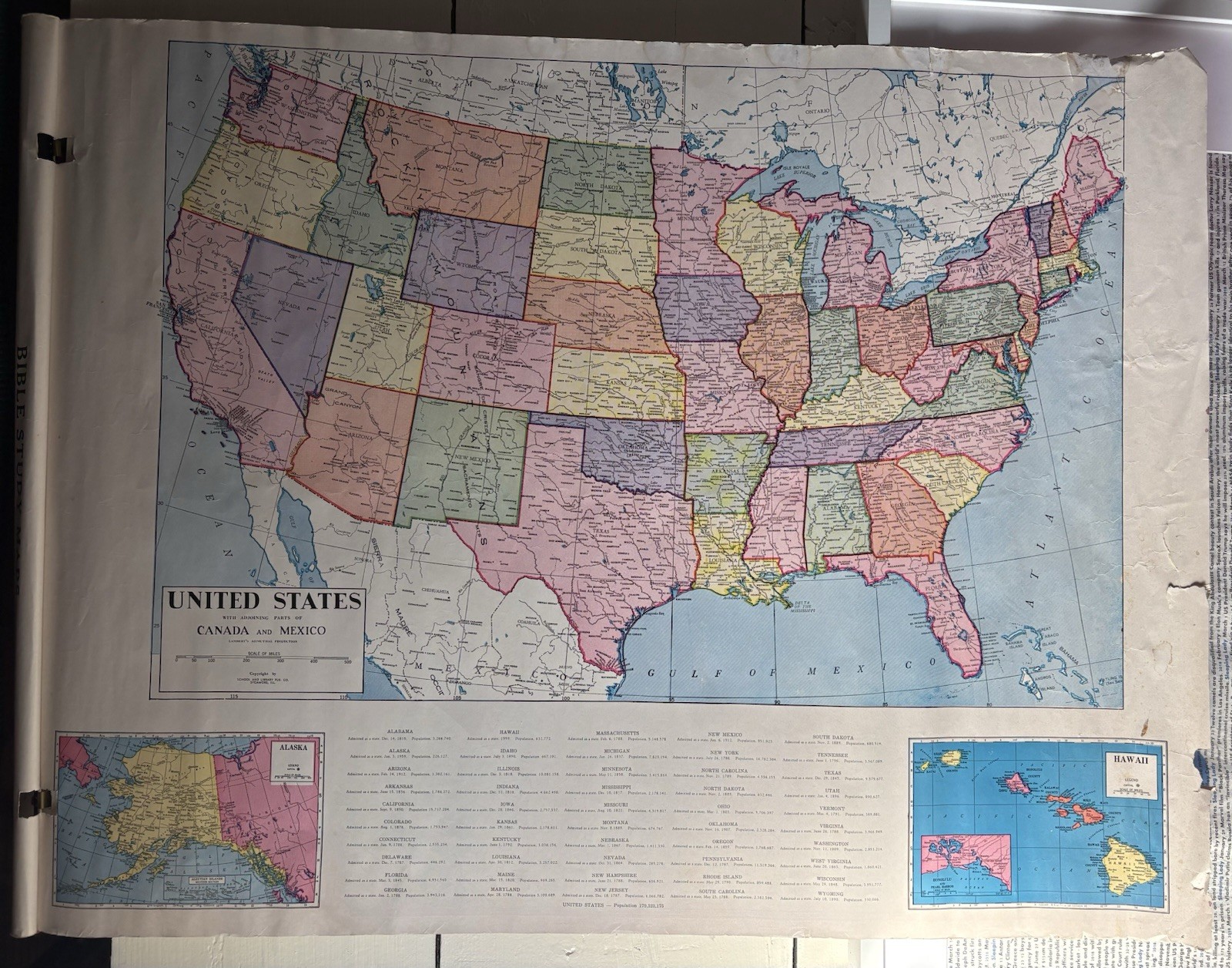 SCHOOL & LIBRARY PUB CO. 36”Lx28”W CIRCA 1963 8 BOUND HANGING CLASSROOM MAPS