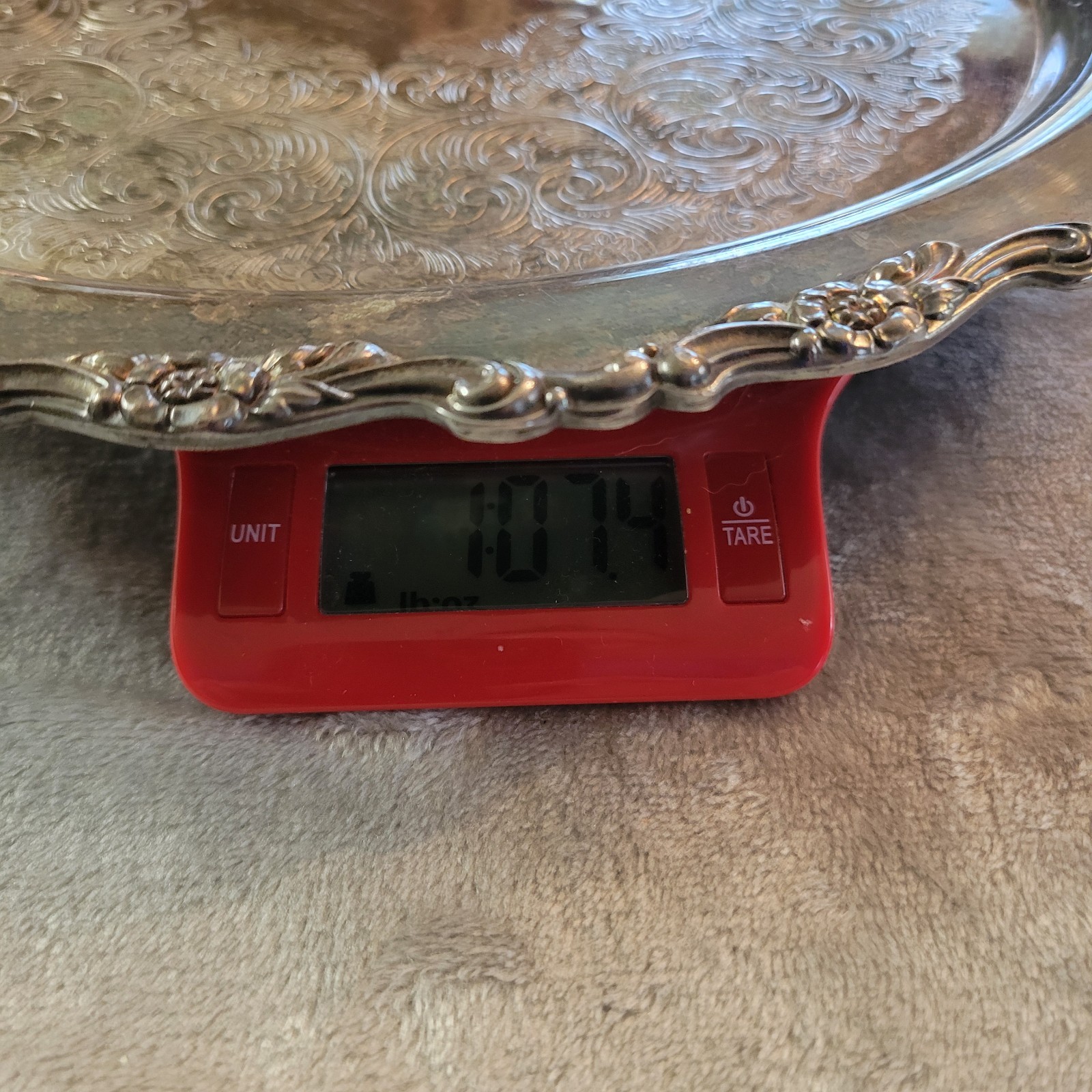 Vtg Silver Plated Serving Tray Ornate Edge Scroll Designs USA Cottagecore Patena