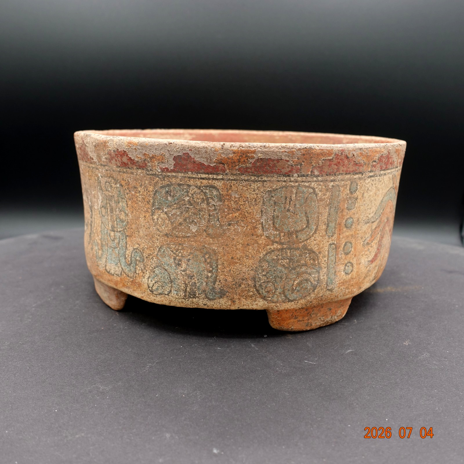 Pre-Columbian Authentic Artifact Ceramic Pottery Poly-Chrome Maya Parrot Bowl