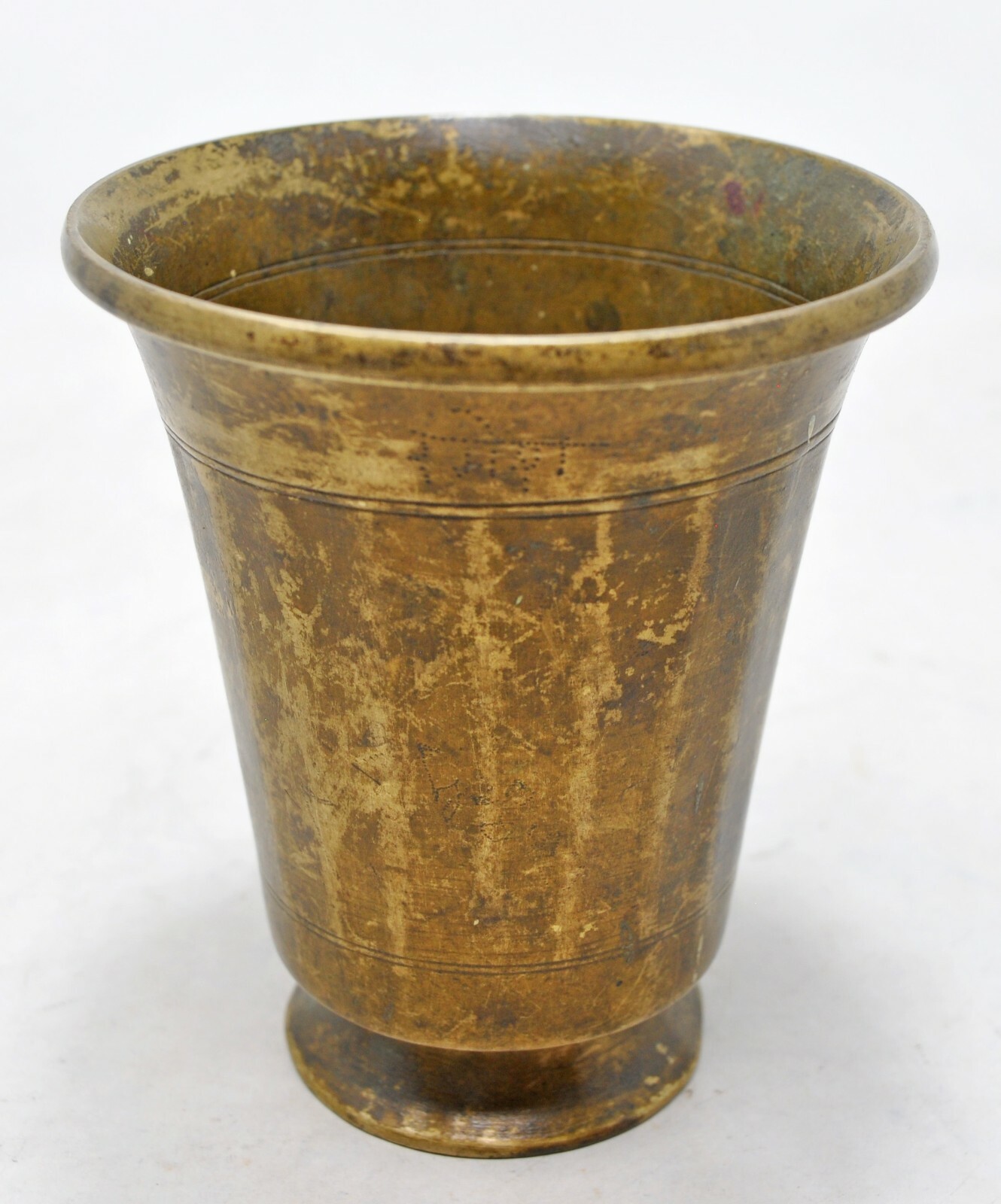 Antique Brass Small Glass Cup Original Old Hand Crafted Engraved