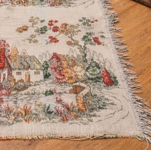 Vtg Cottagecore Granny Chic Tapestry Chair Back Cushion Panels Set Four 1940’s