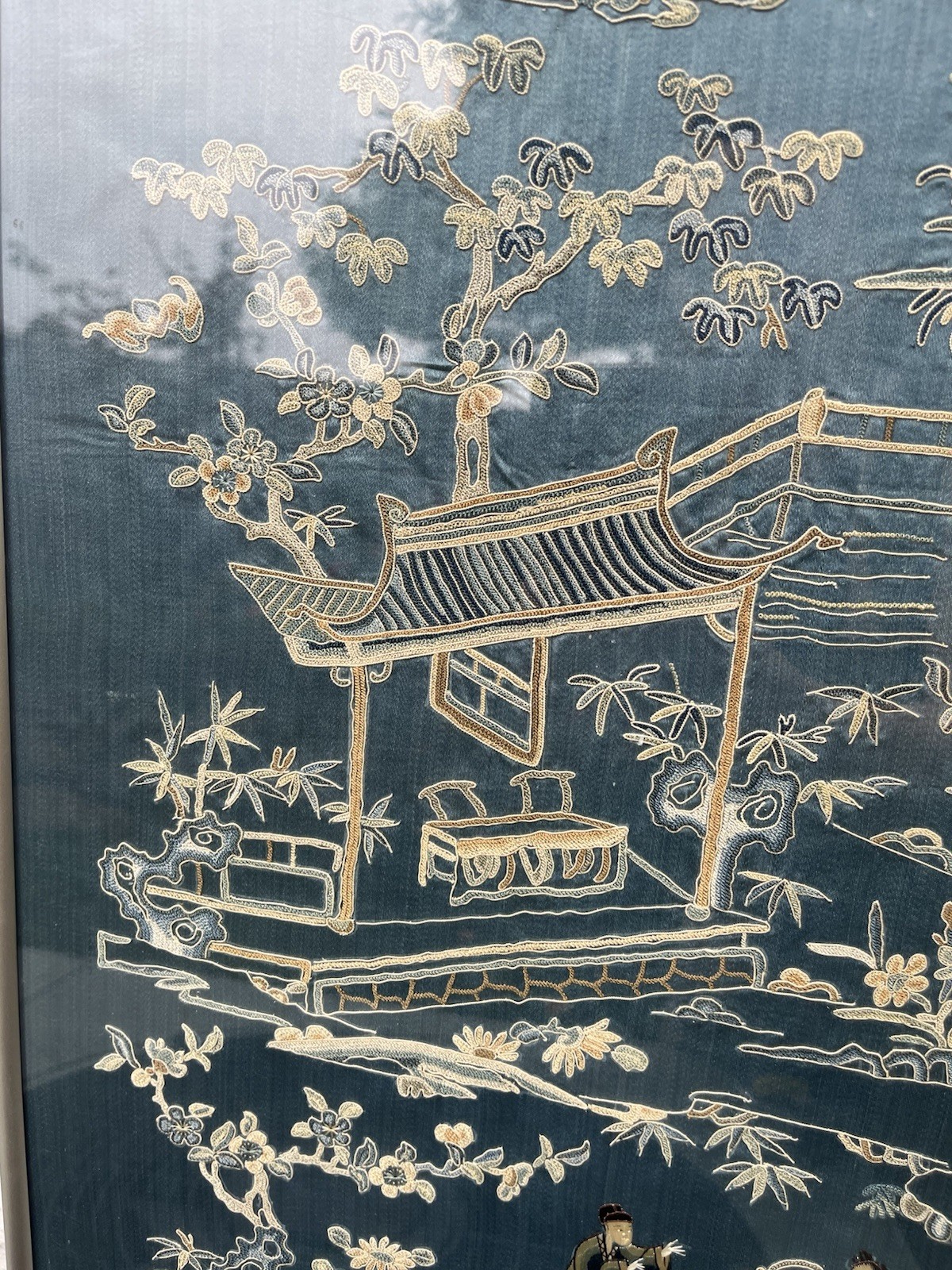 Very Finely Embroidered Antique Chinese Embroidered 27.5in X20in