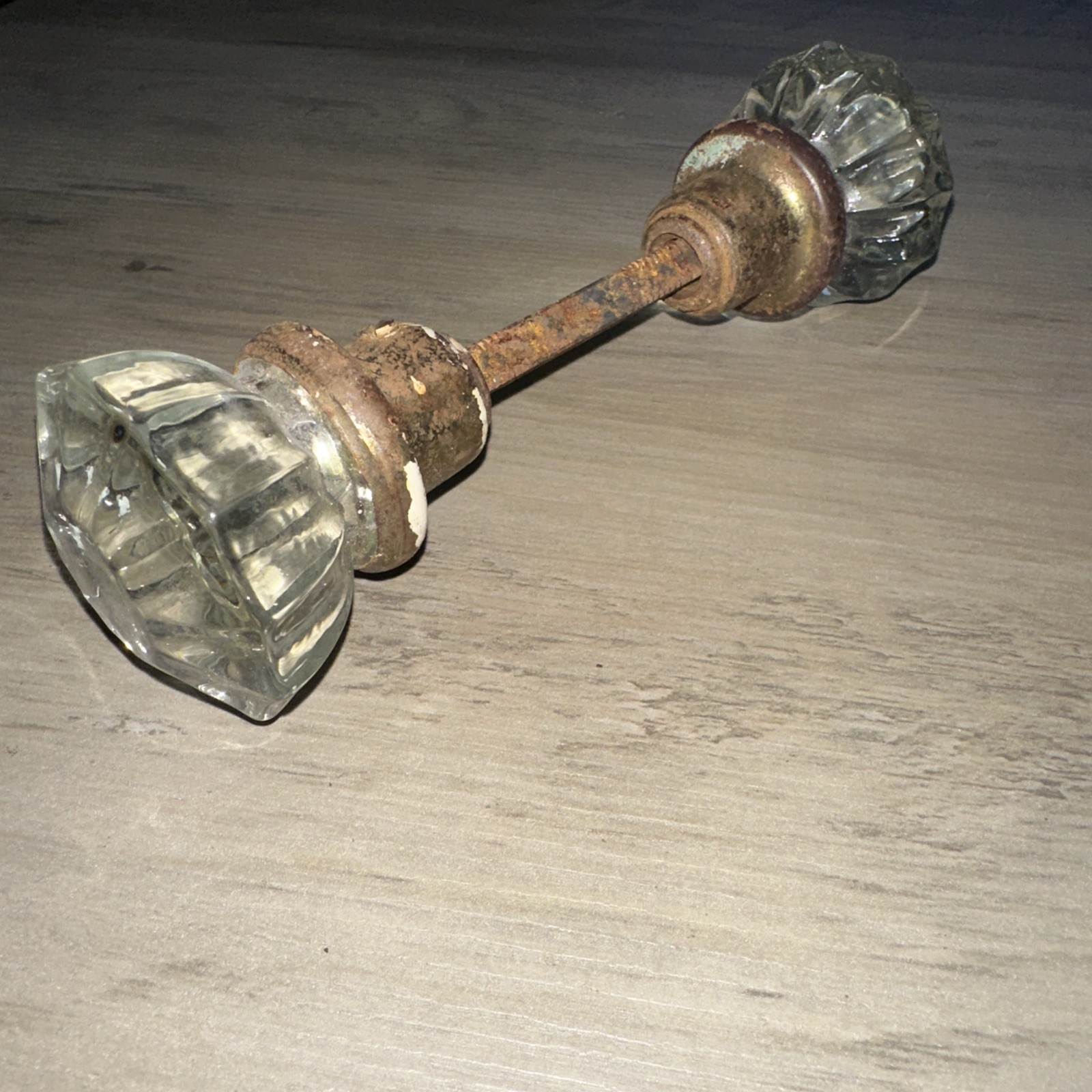 ANTIQUE Crystal GLASS DOORKNOB DOOR KNOB 12 Point Beautiful! Saved From Old Home