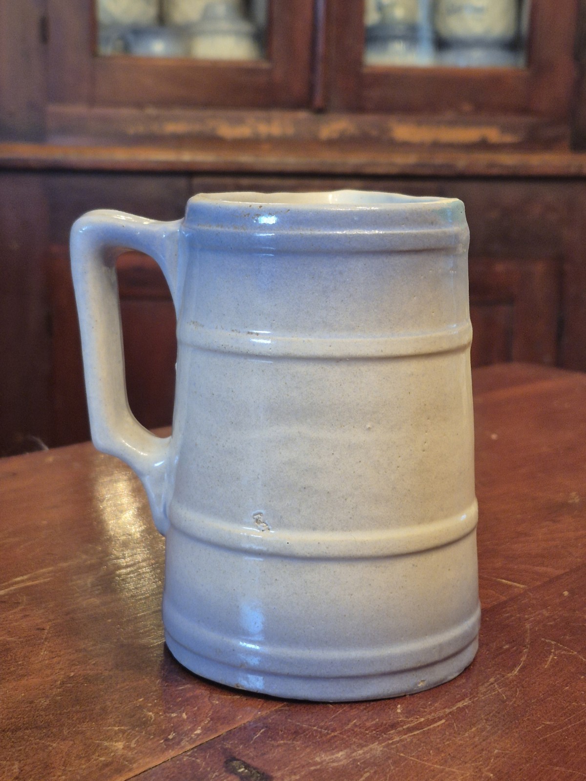 EXTREMELY RARE Blue & White Stoneware Pitcher Salt Glaze REIER’S Advertising