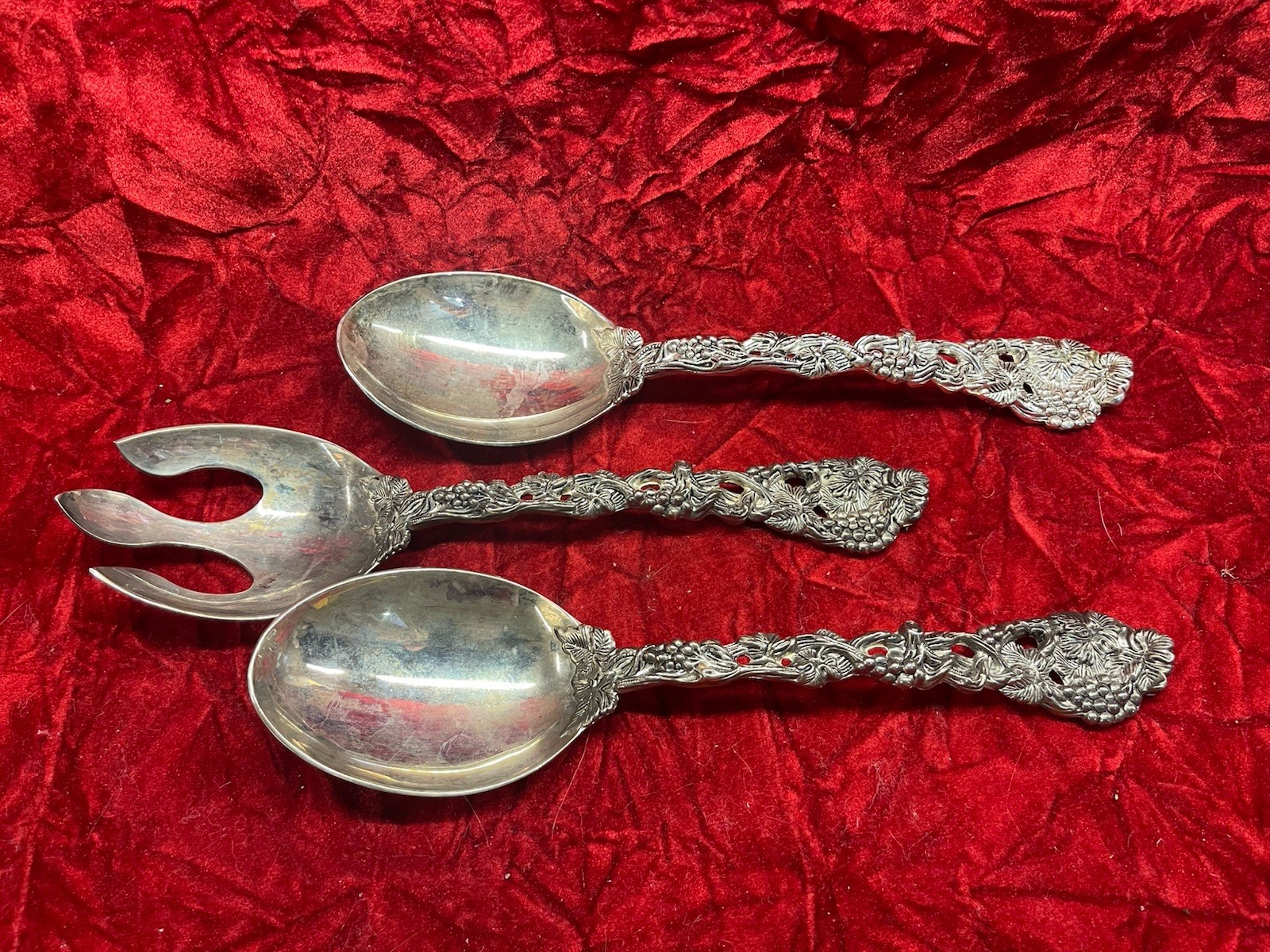 Godinger Silver Art Co Grape Vine Silver Plated 3 Piece Serving Set