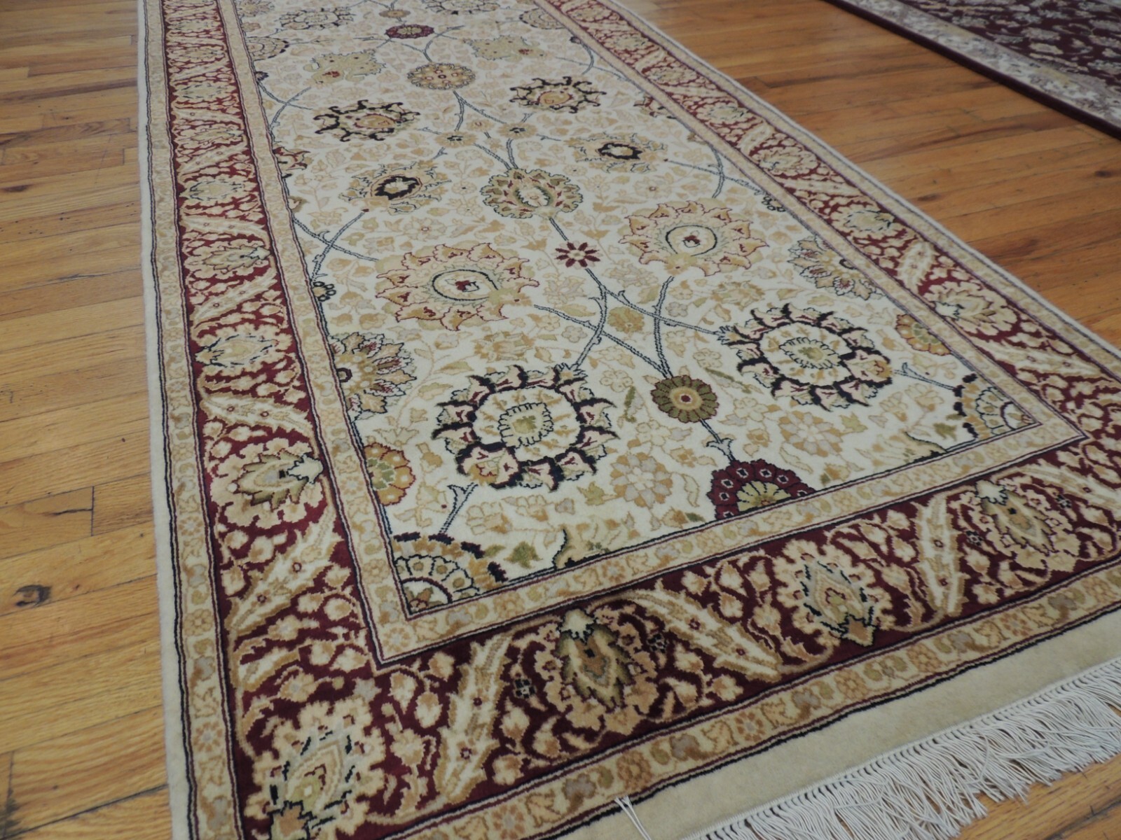 3×12 Pakistani P. style RUNNER Rug wool Gold Red Green Beige Pak./Per.