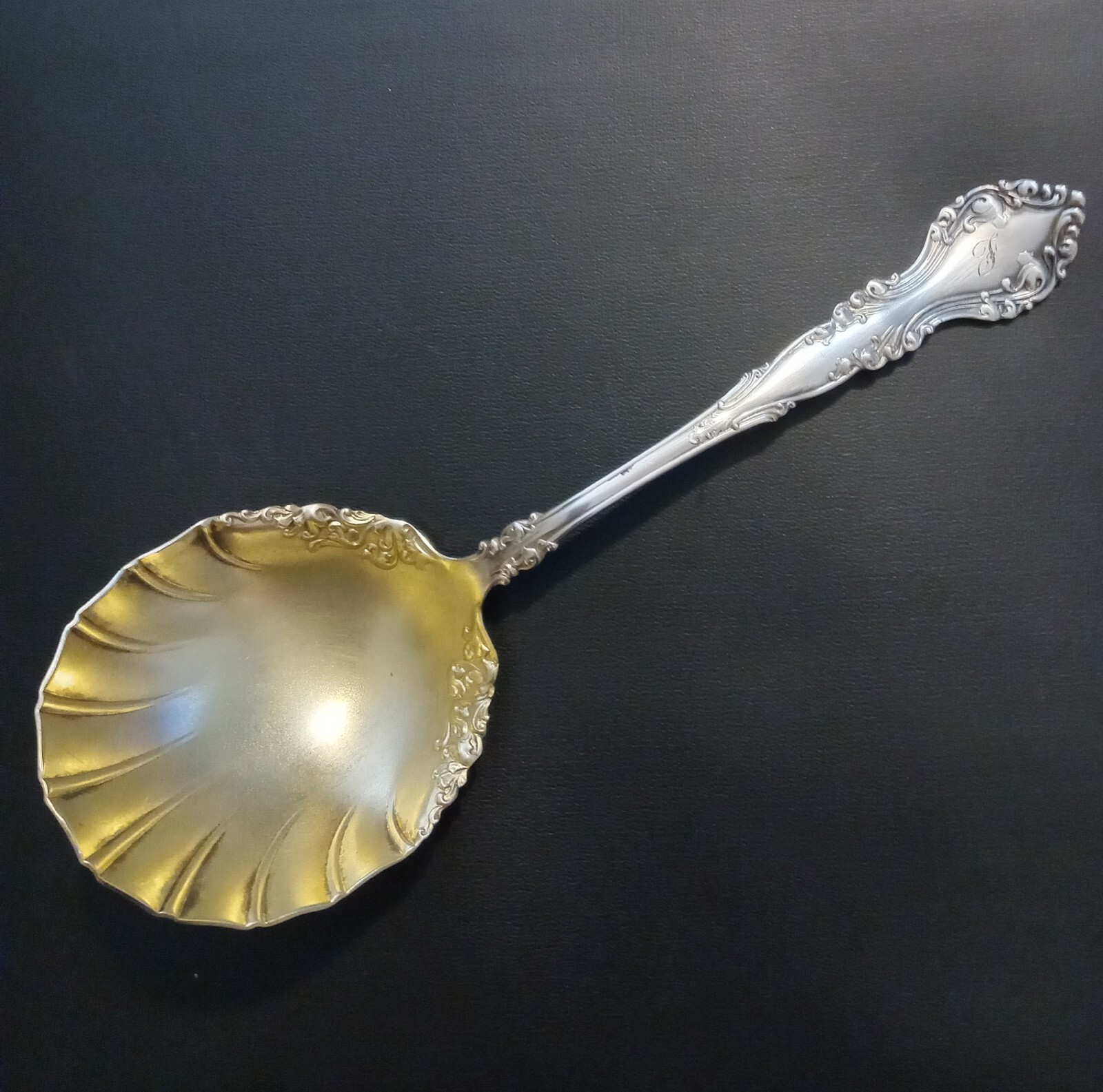 Rogers Bros Silverplate New Century Casserole Serving Spoon With Gold Wash