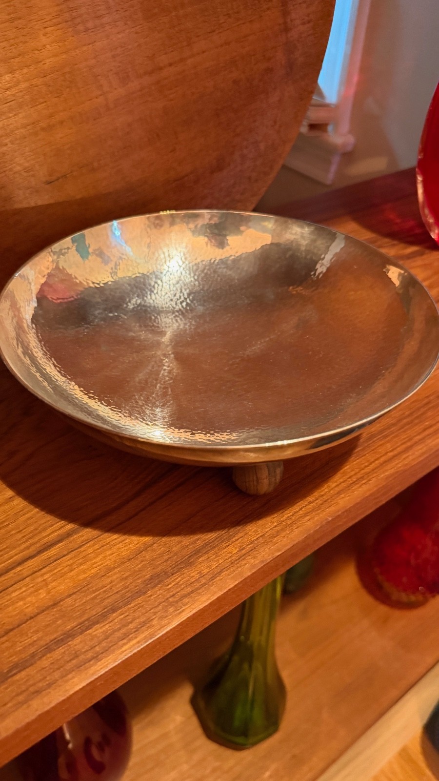 RARE Hand Hammered Art Deco Franz Bibus 800 Silver Bowl Macassar Ebony Feet