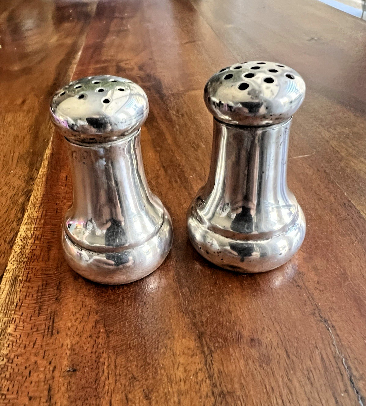 Quality Sterling Silver Branded Salt and Pepper Shakers # 804