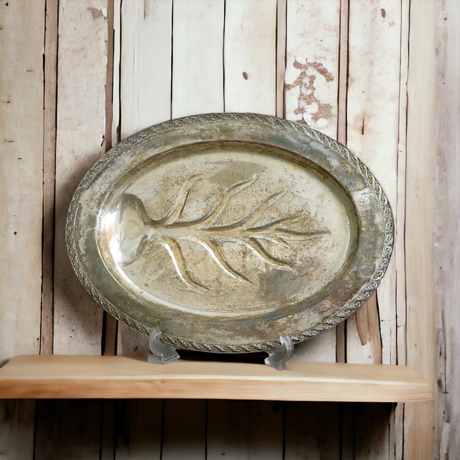 Vintage Silver Plated Footed Turkey Platter Meat Serving Tray