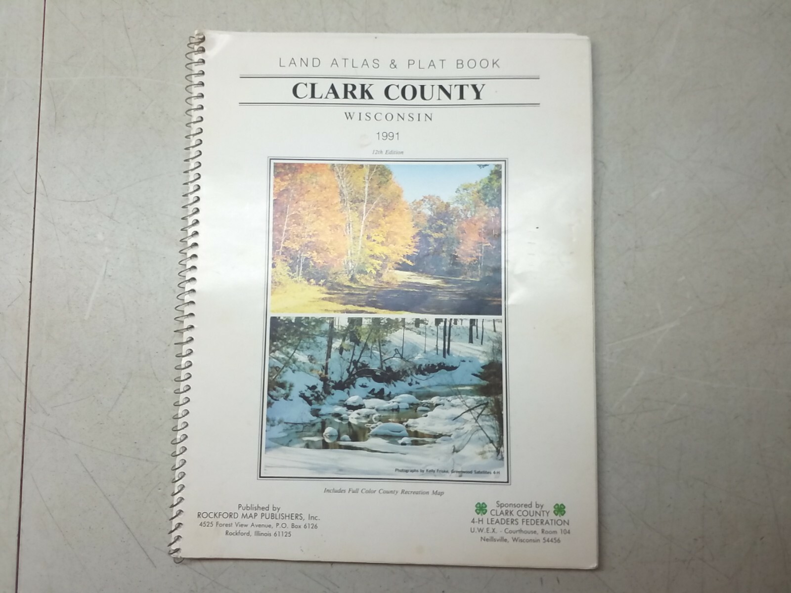 Clark County Wisconsin Land Atlas And Plat Book Vintage 1991 4-H Ldrs Federation