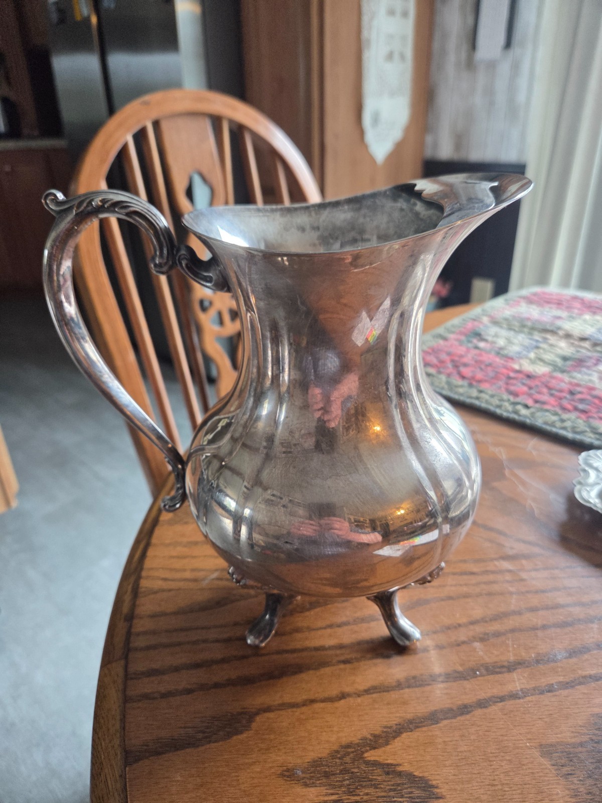 Sheridan Taunton Silversmiths Footed Silver Water Pitcher with Ice Lip