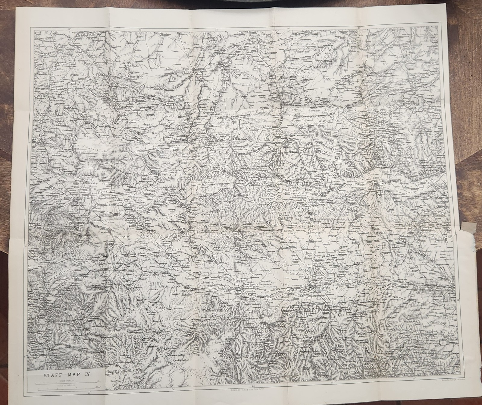 1879 lithograph Staff Map Ottoman Empire Russo-Turkish War Bulgaria Plovdiv Plan