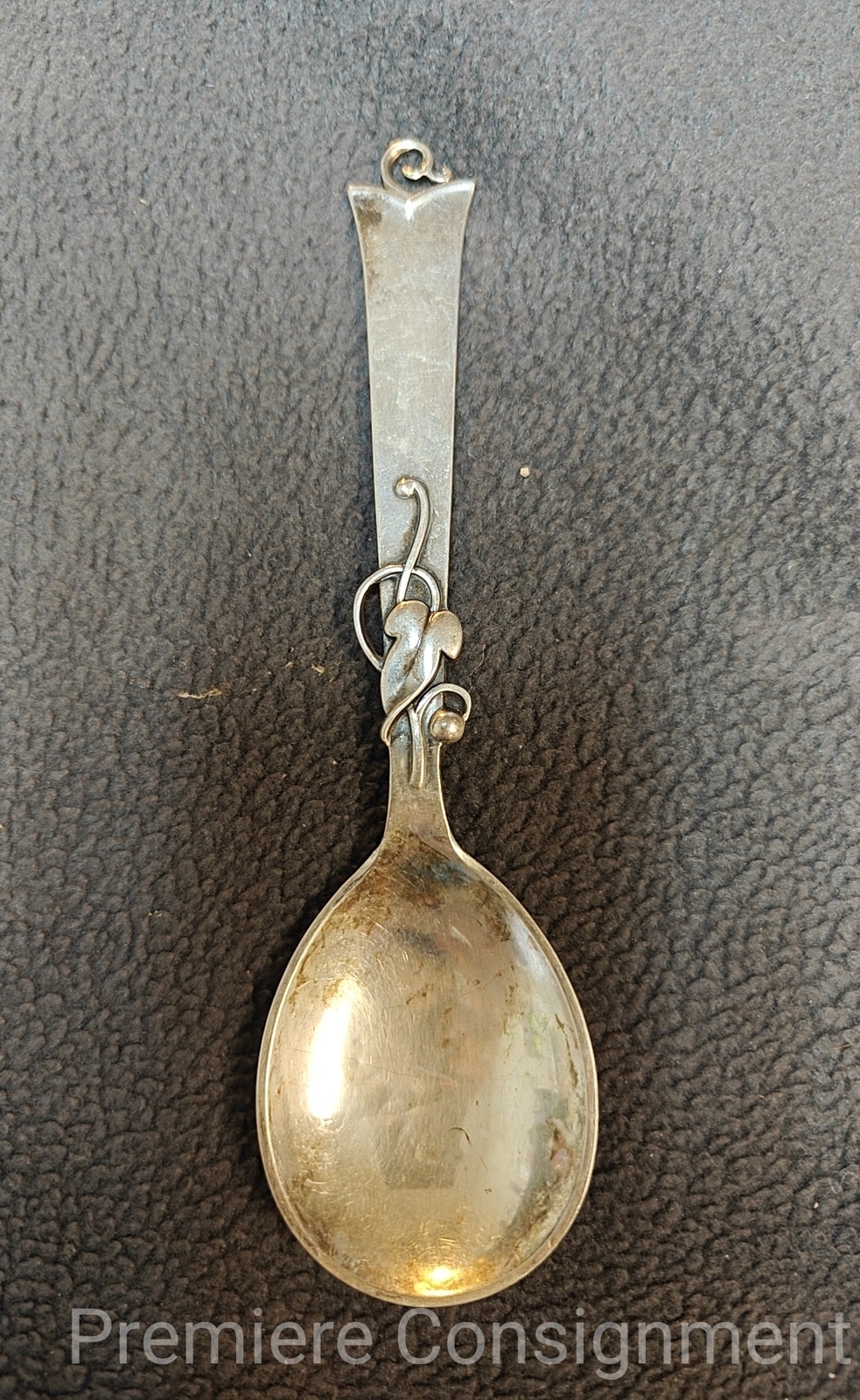Antiue COHR Denmark Sterling Silver 6″ Sugar Spoon Ivy Pattern 30+ grams