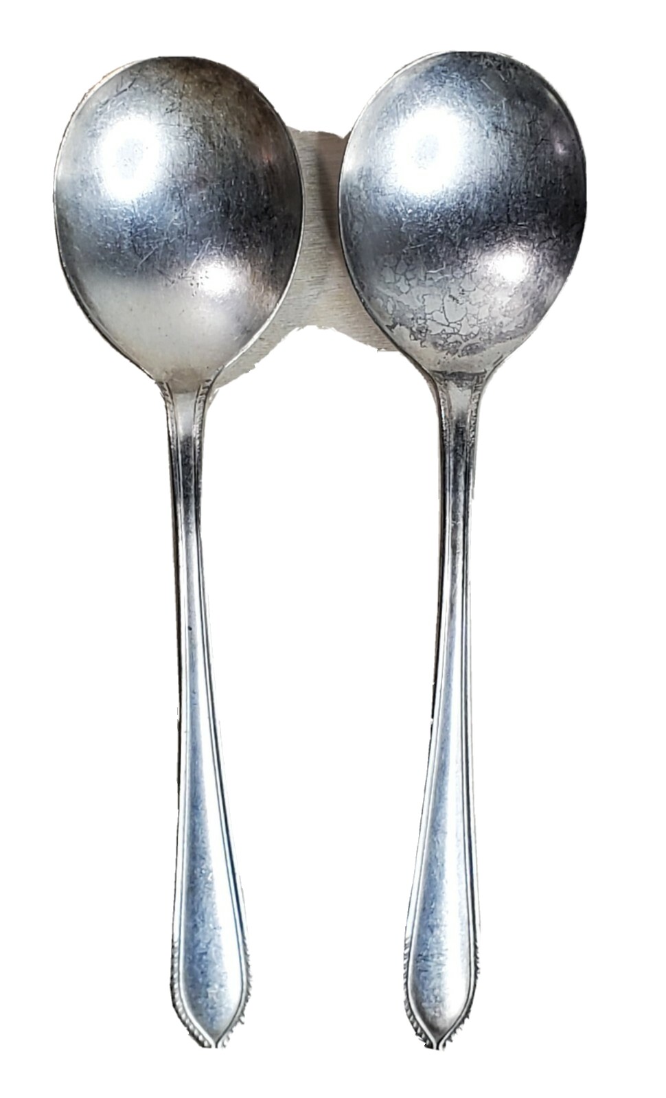 WM Rogers Son Soup Spoon Silverplated 7” Long 2 Count