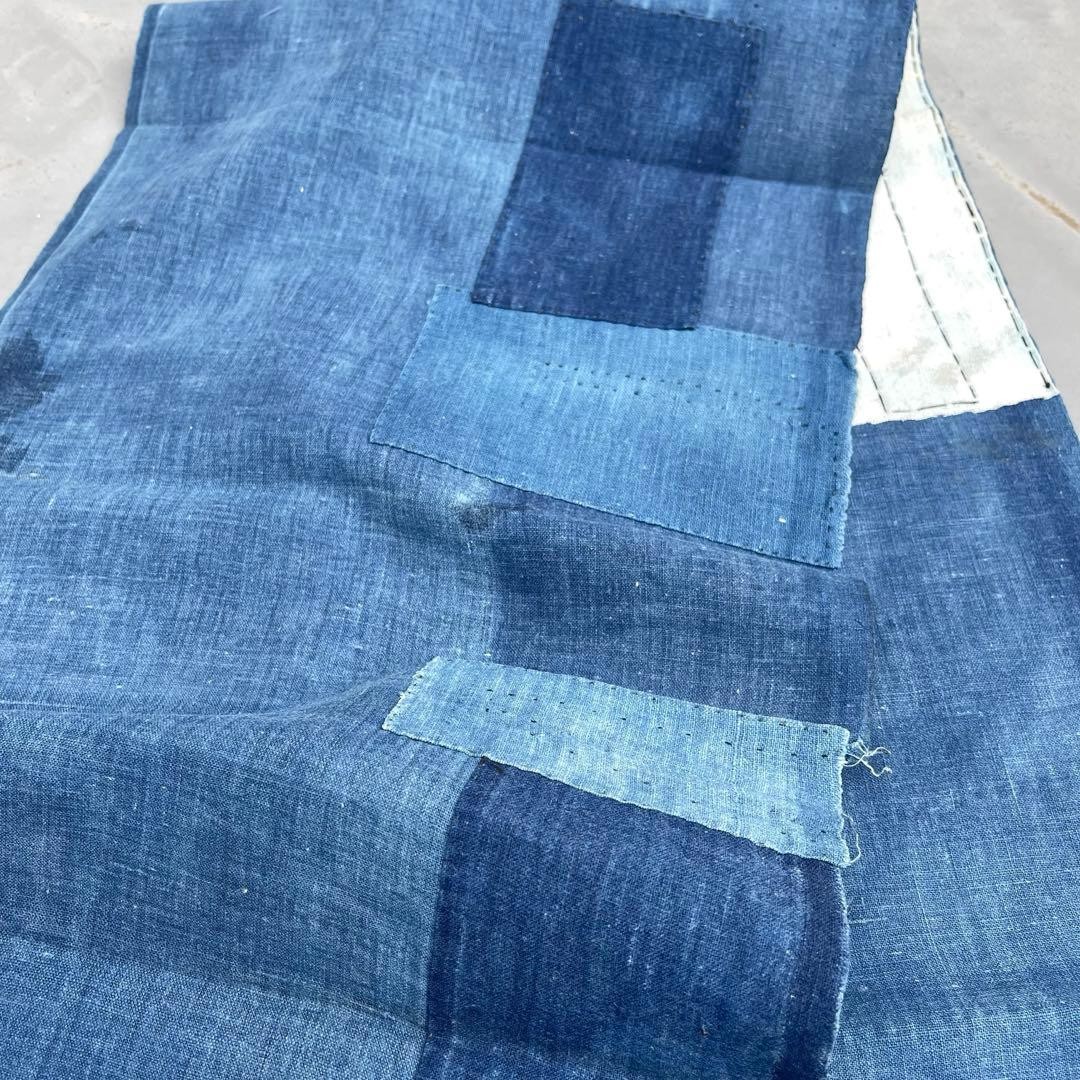 Indigo dyed cotton width remnant handspun handwoven fabric 33.5×181 cm rare