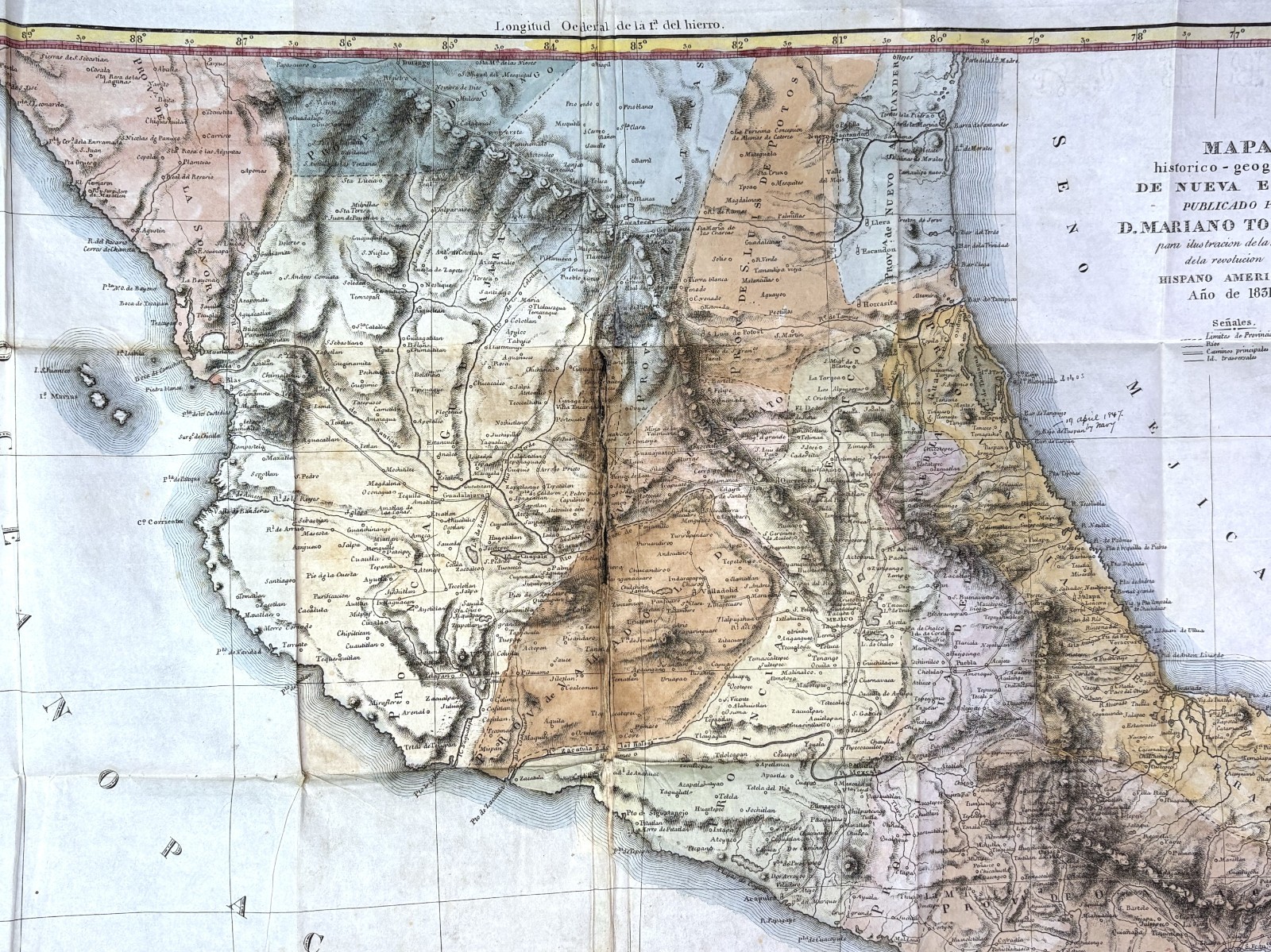 RARE – 1831 Folding Pocket Map- Mexico – New Spain- Mariano Torrente- Revolution
