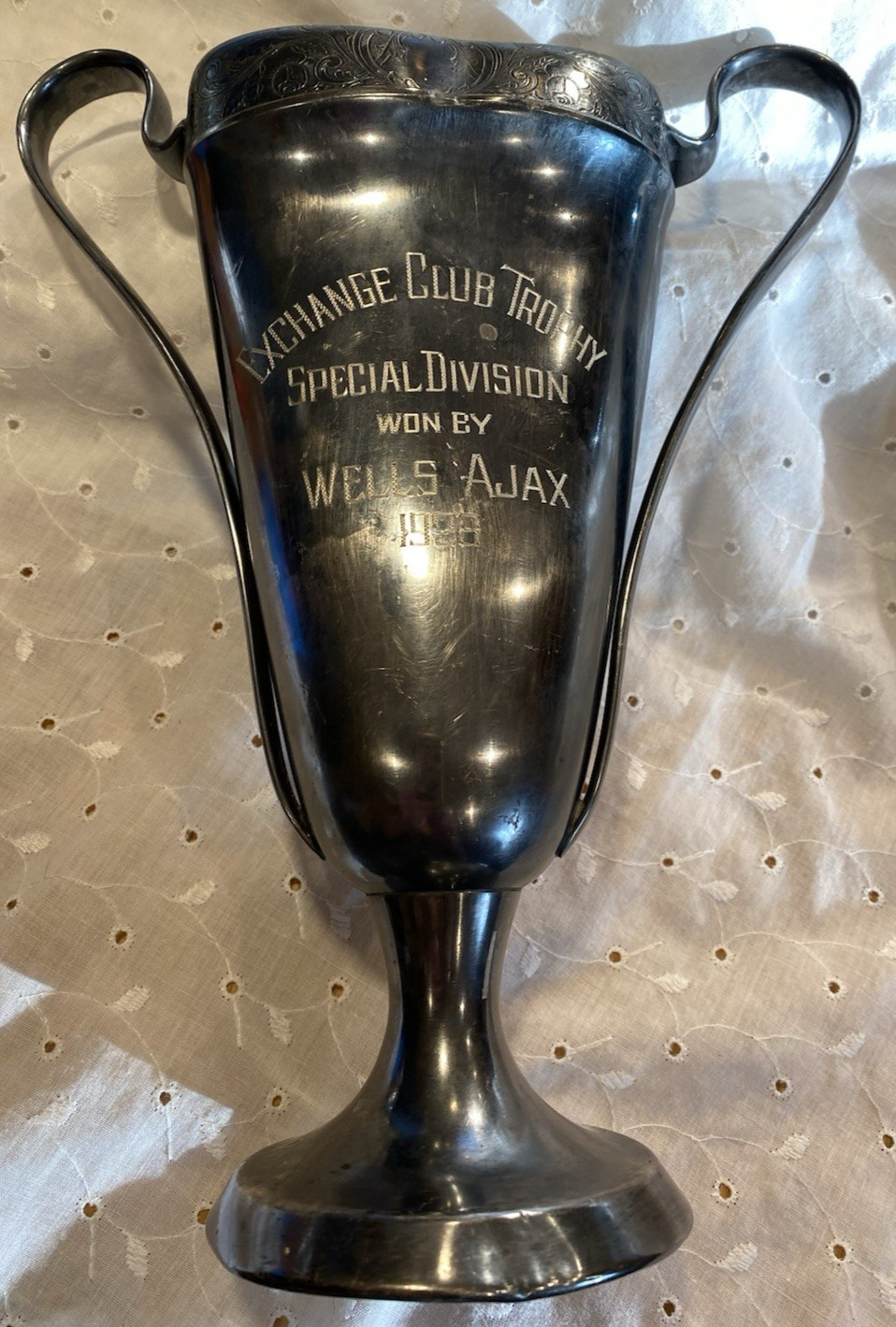 Antique 1928 Rogers Silver Plate Trophy Cup Exchange Club Amelia Earhart Speaker