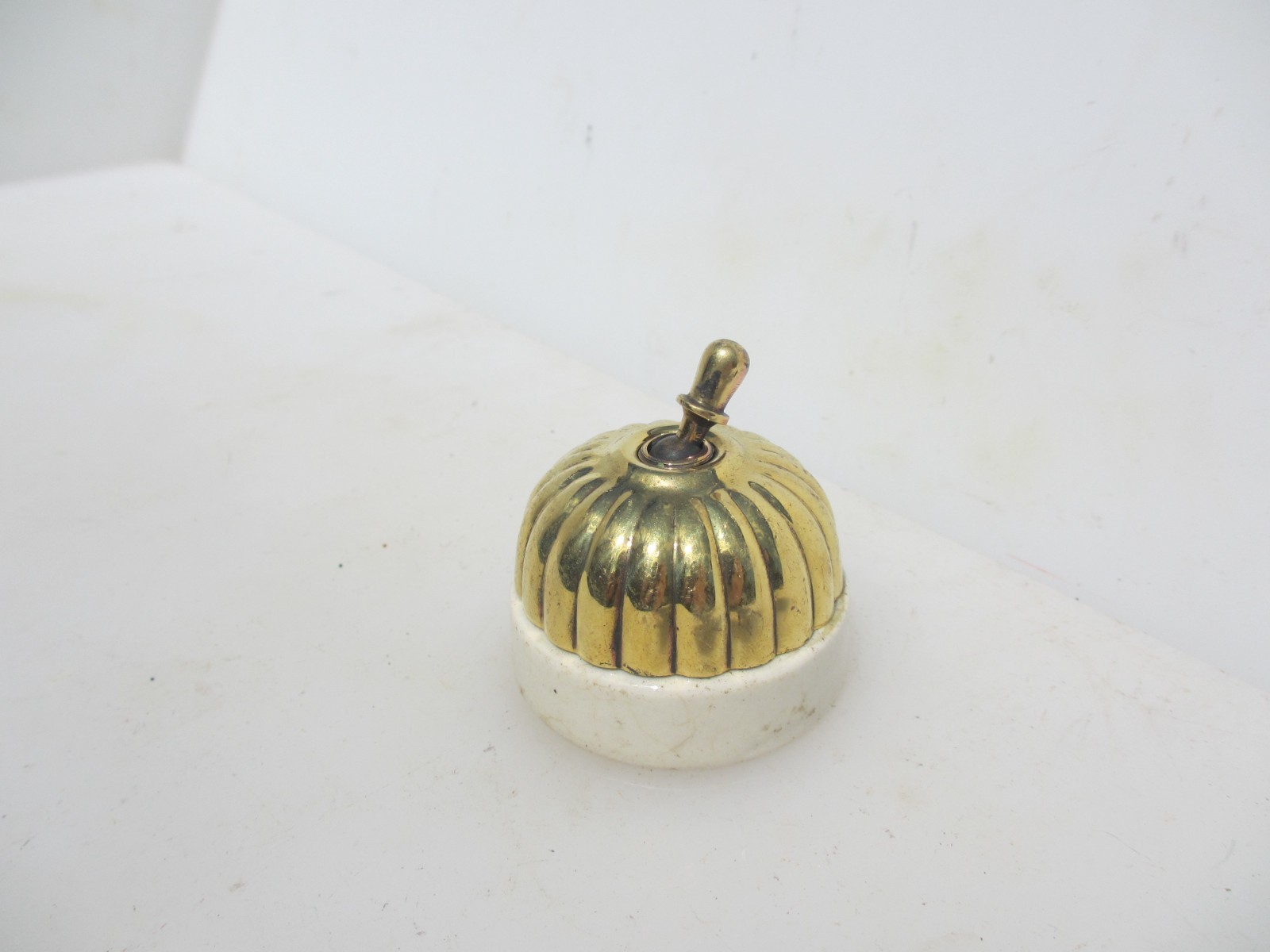 Antique Brass & Ceramic Light Switch Old Dolly Toggle Victorian Jelly Mould