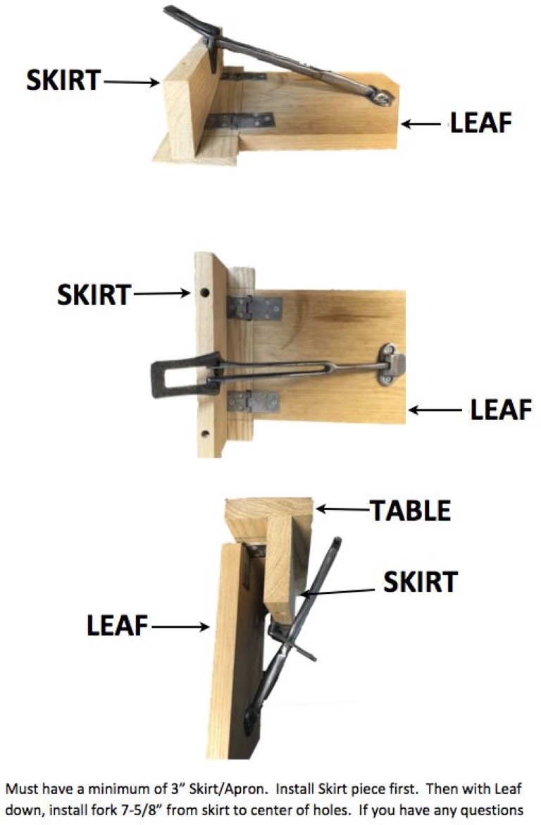 Iron Drop Leaf Table Support 3 PIECE SET Pleukharp fork bar hook table dining ki