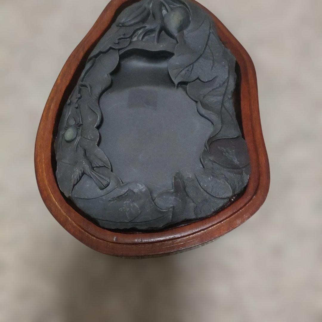 Leaf-carved Ink Stone 16 x 11 x 1.5 cm Suzuri Sumi Calligraphy Shodo Shuji Tool