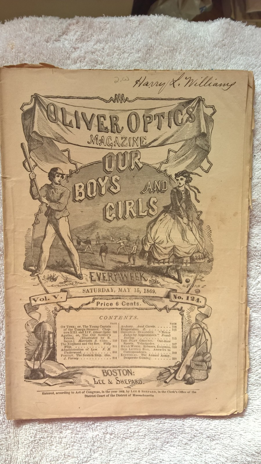 May 15, 1869 Oliver Optics Magazine with Feature Page on Ulysses S. Grant