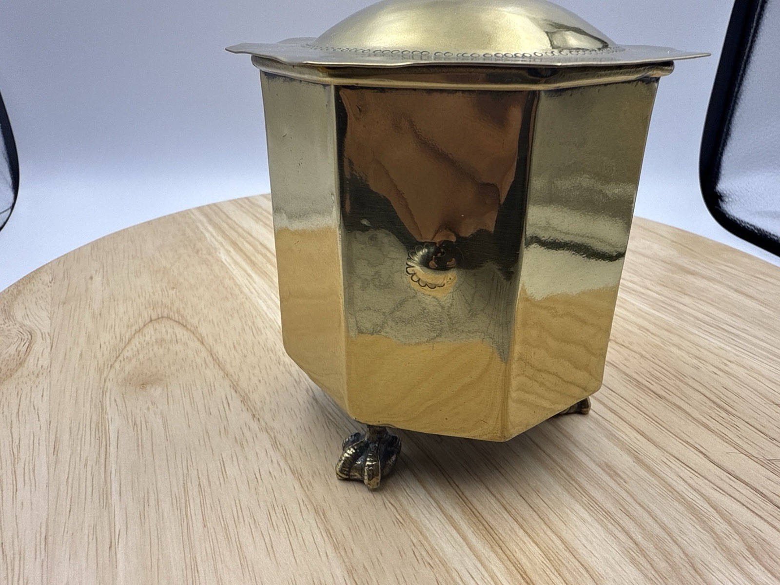 Vintage Brass Cigar Humidor with Lid – Tobacco Storage Container