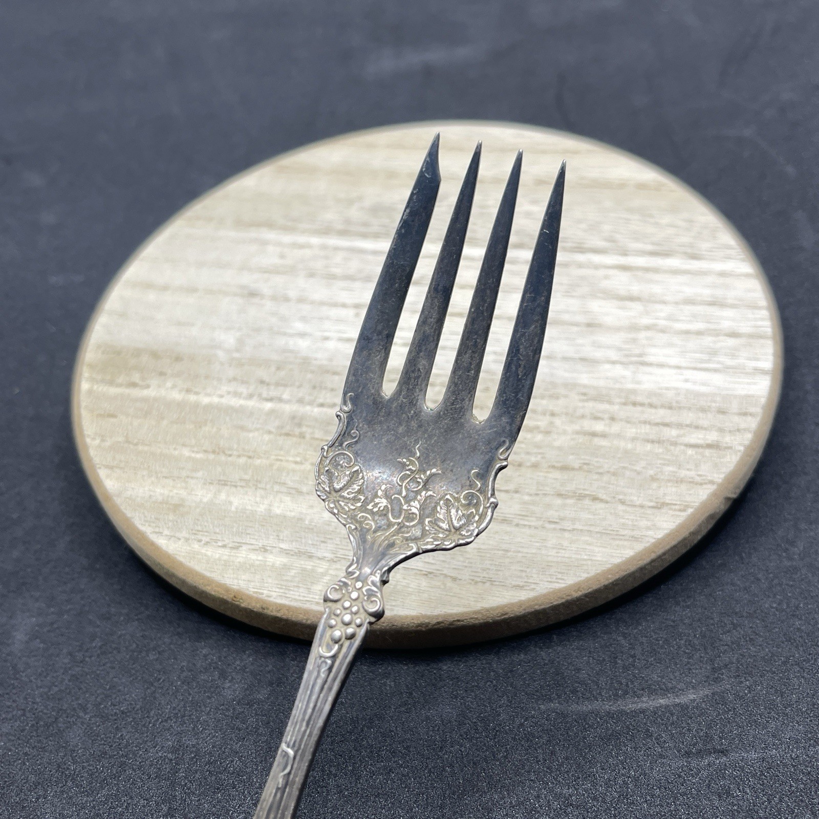 VTG Atq 1847 Rogers Bros. Silverplate Serving Meat Fork Patina Tarnished