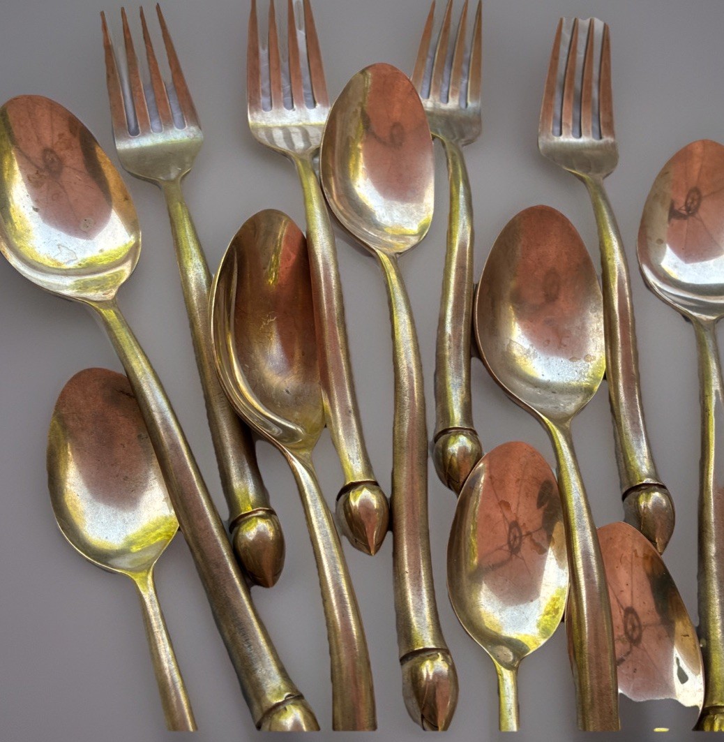 Tulip Bud Heavy Flatware Silver Plated Curved Stem Similar Izabel Lam Sphere