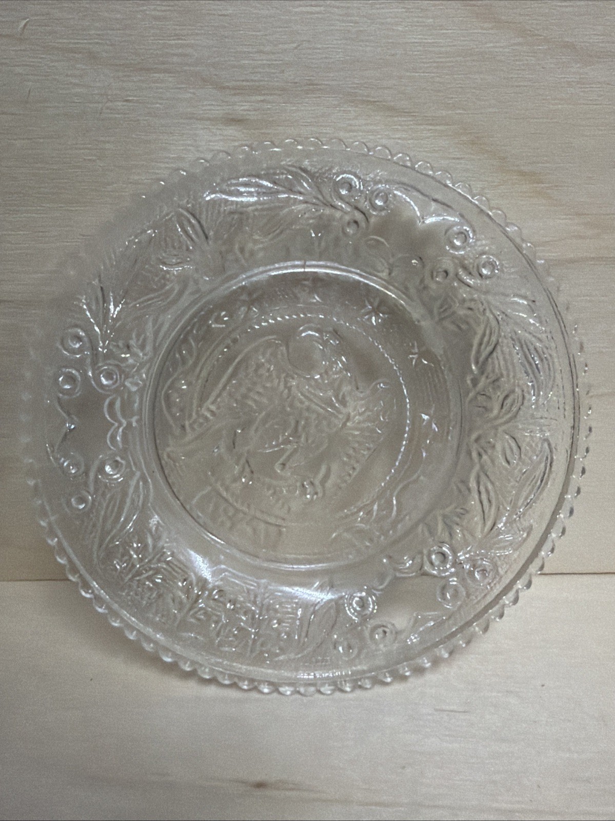 Antique Sandwich Lacy Glass Pressed Eagle 1831 Cup Plate, LR 658, Dated 1831