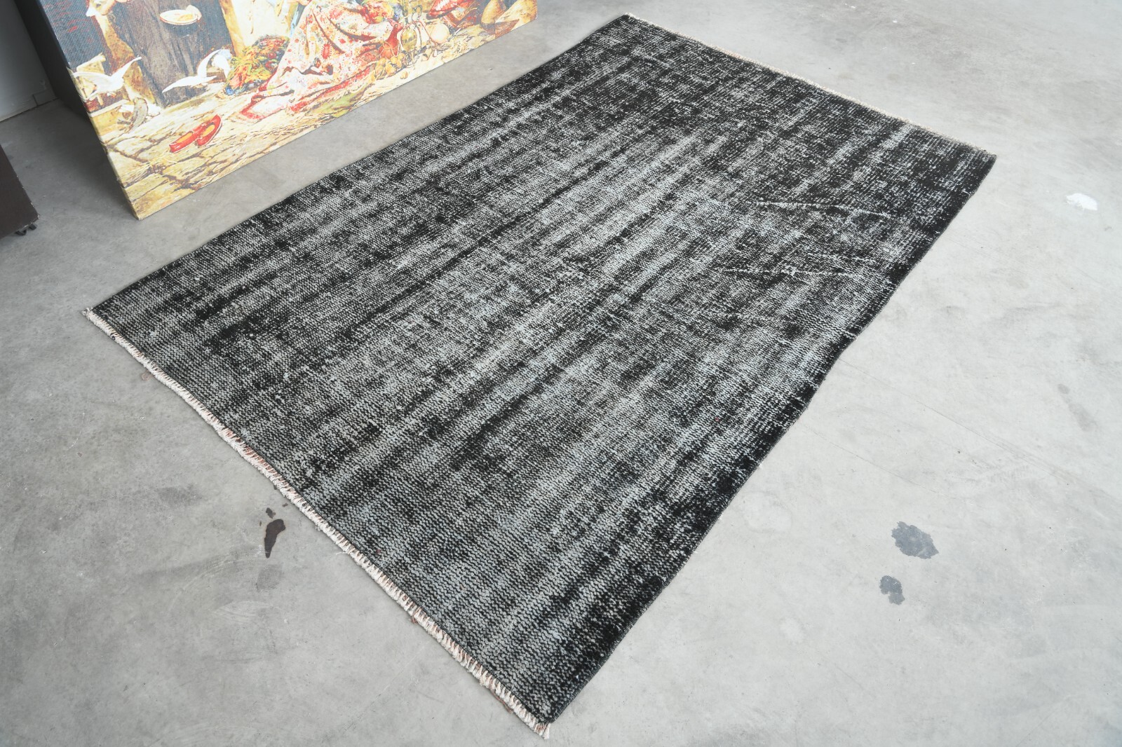 small turkish rug, hand-knotted carpet vintage rug, oushak area rug 4 x 6 ft 309