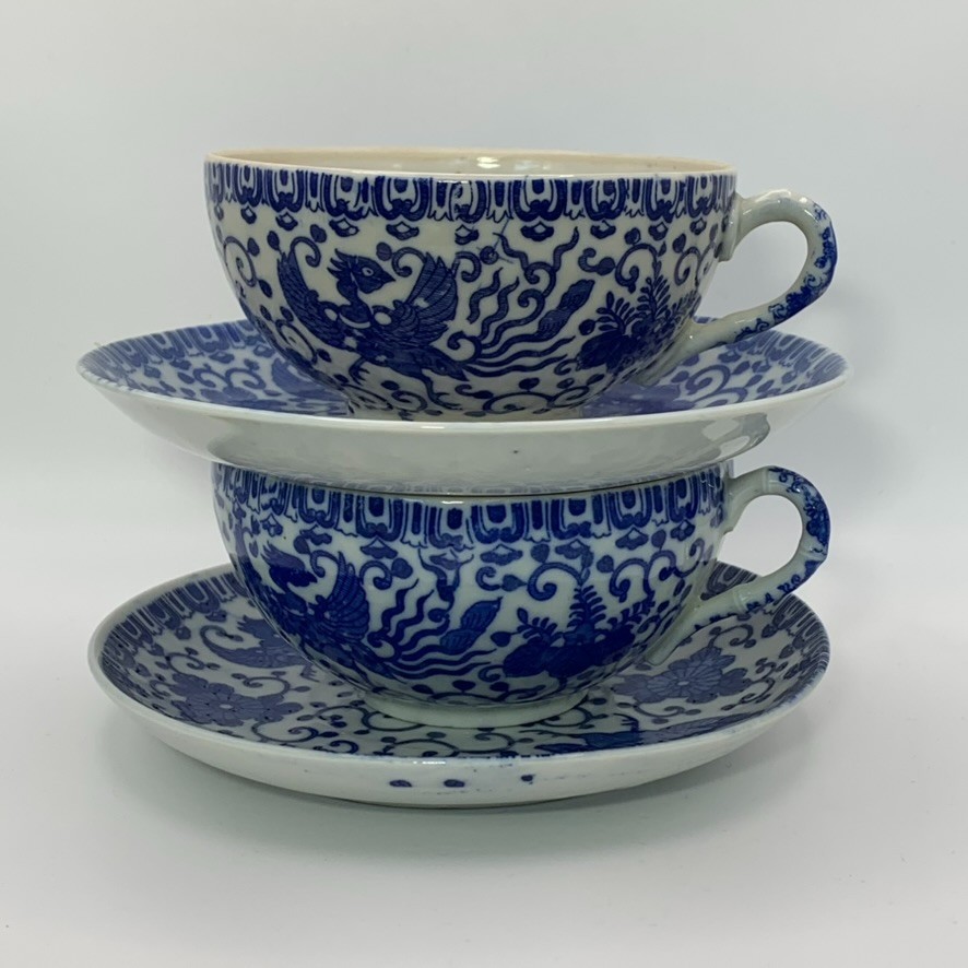 Vintage Phoenix Porcelain Blue and White Cup & Saucer Made in Japan