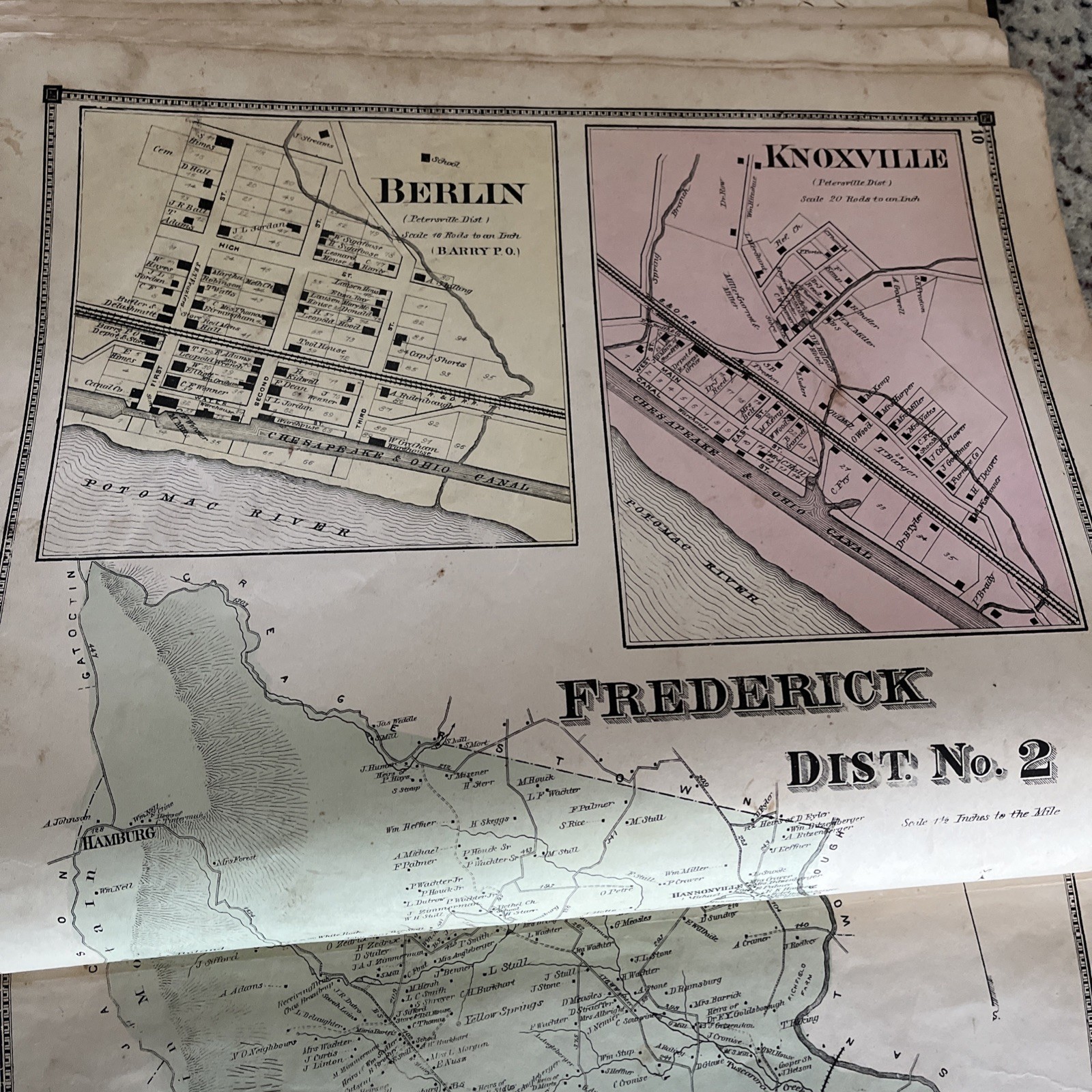 Antique Original 1873 Frederick County & City MD Atlas Survey Map Book Titus Co.