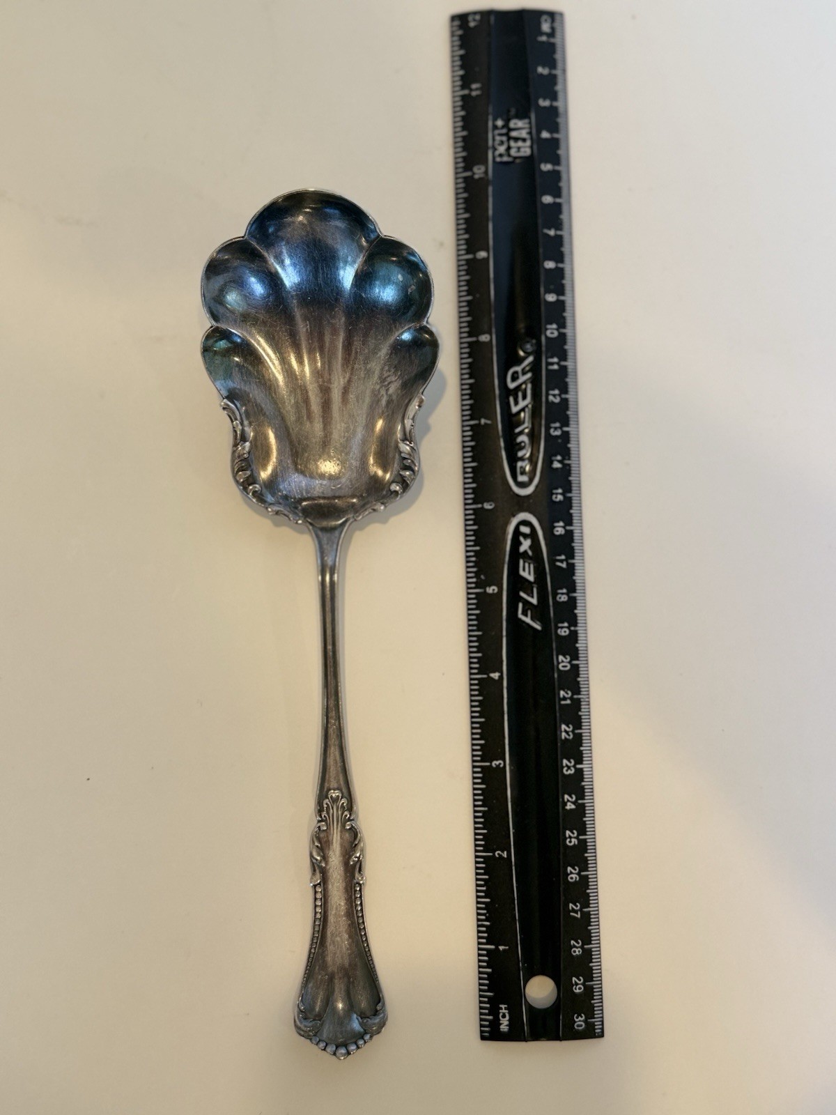 Wm. A. Rogers A1 Solid Shell Casserole Serving Spoon Marcella Pattern 9 1/2 Inch