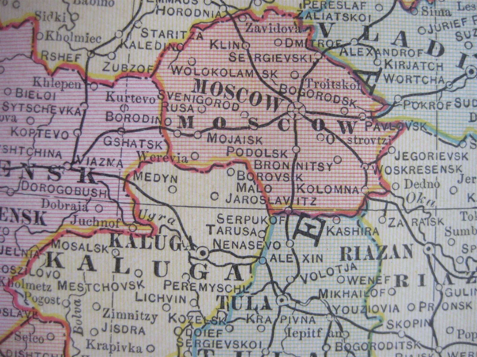 Original 1903 Map RUSSIA St. Petersburg Moscow Finland Poland Warsaw Crimea Kars
