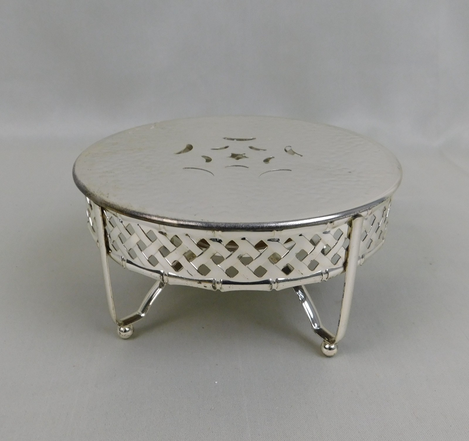 Vintage Silver Plate Chafing Warming Stand Tray Candle Holder Removable Plate