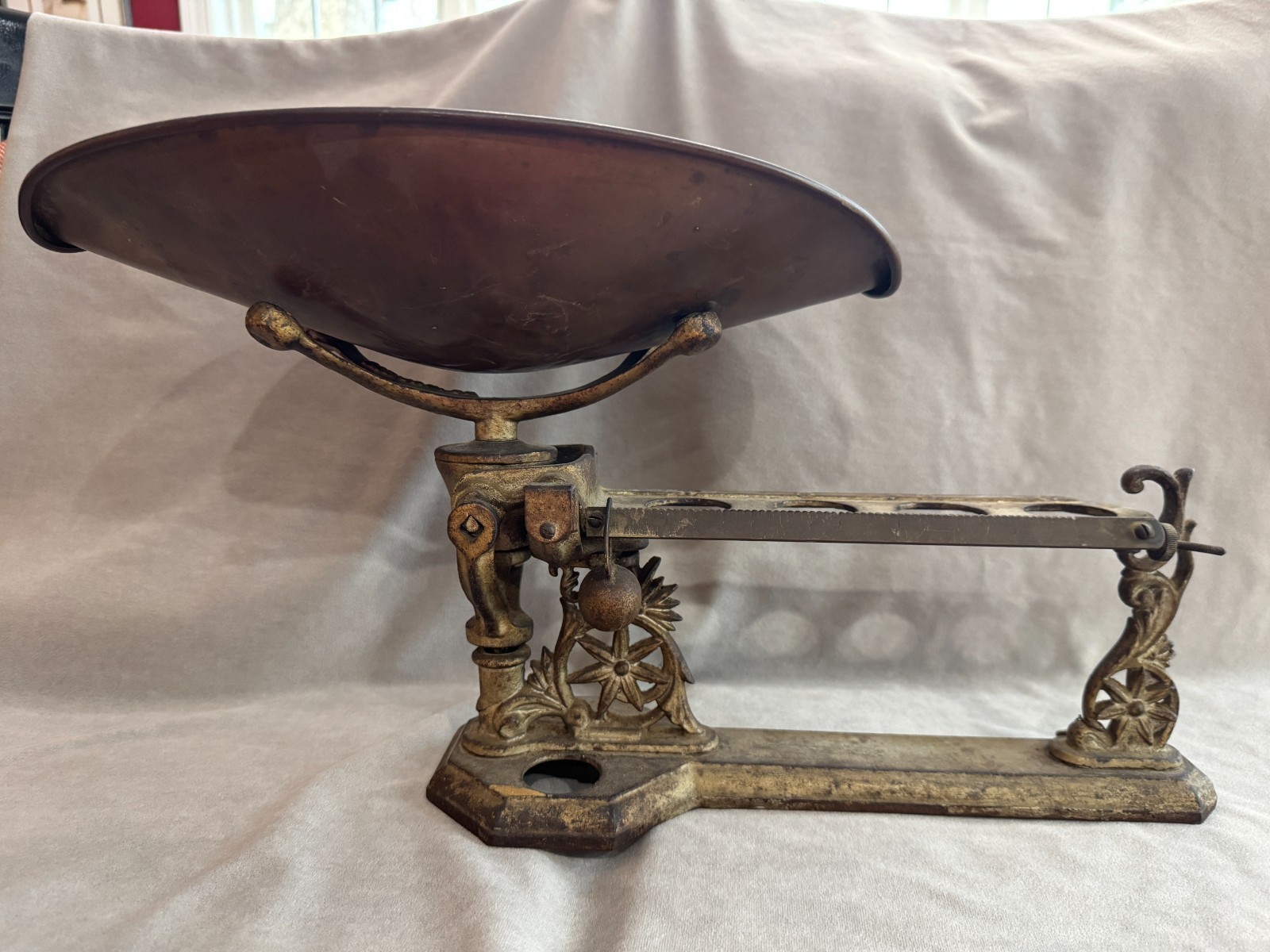 Antique 1877 Ornate Brass Henry Troemner Ball Balance Scale No. 44