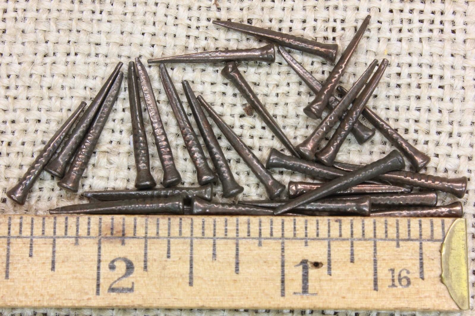 Old Shoe Nails 25 Bronze Color 3/4” Tacks 1/8” Round Heads Vintage Sharp Point