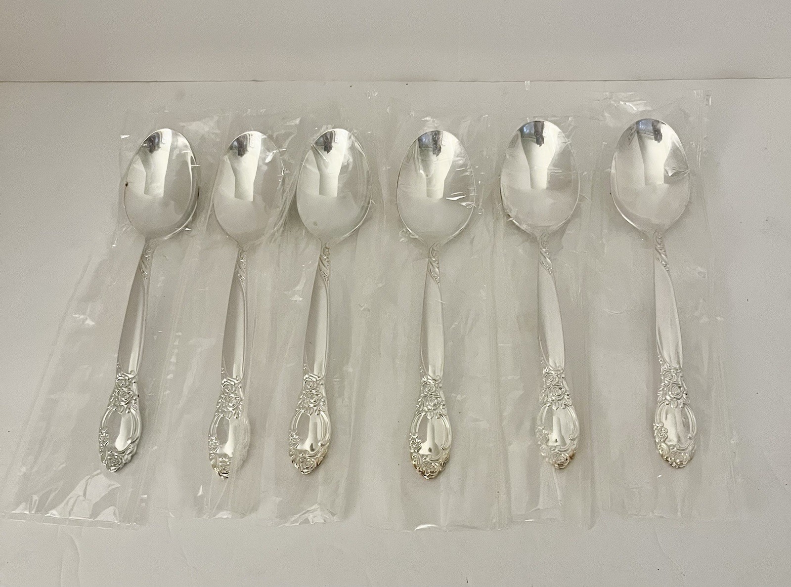 Vintage Oneida Ballad Country Lane Silverplate Oval Soup Spoon Lot Of 6 New