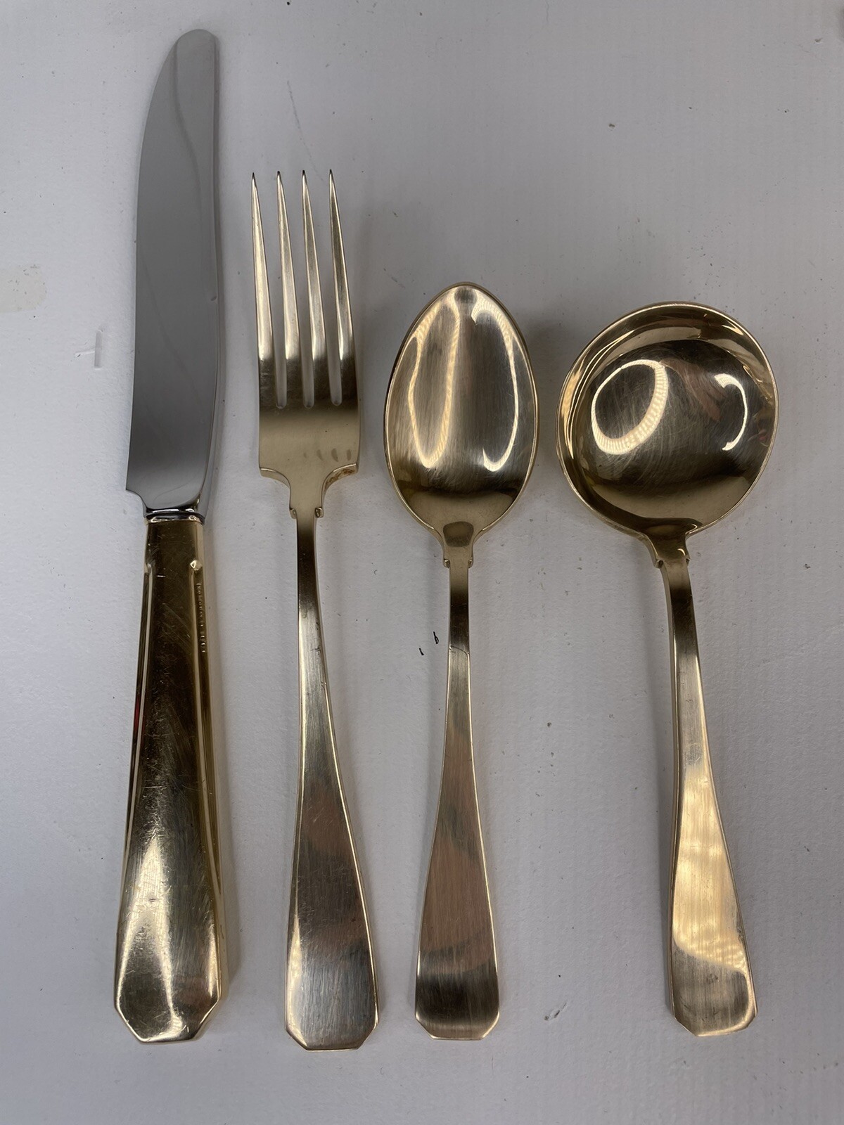 16 pcs Vintage G. H. French Golden Ray Alloy Flatware Goldplate Fork Spoon Knife