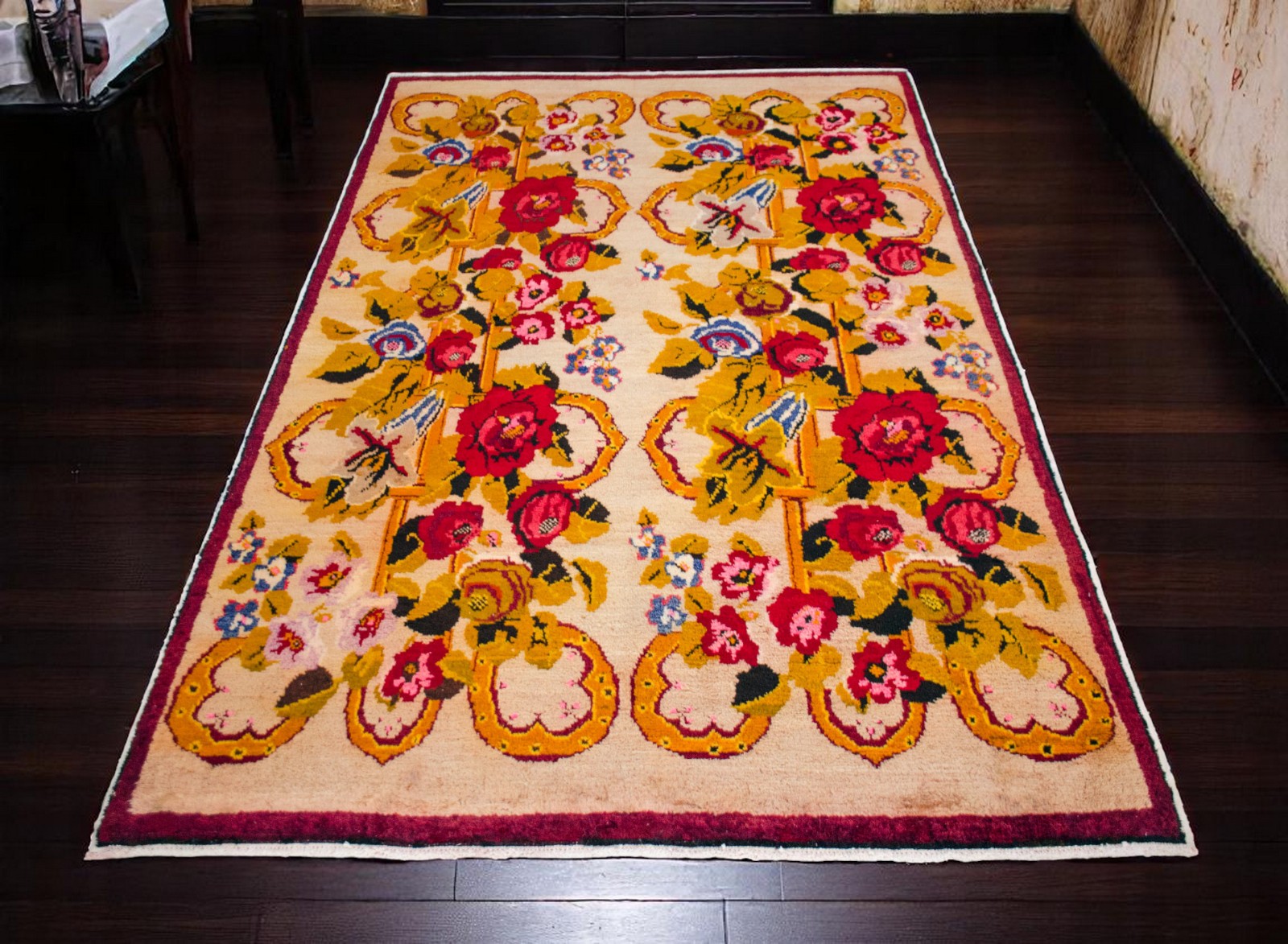 Hand-Knotted Turkish Rug | Antique Oushak Rug | 5×8 Ft Approx Living Room Rug