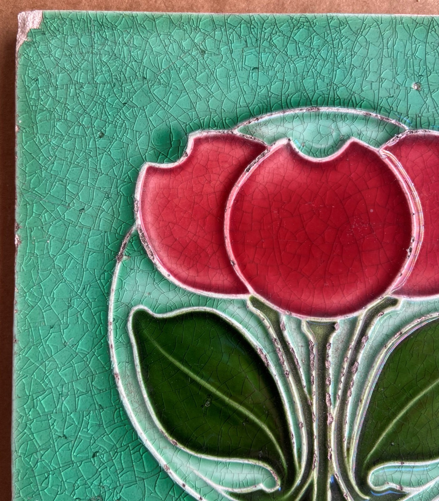 ALFRED MEAKIN – ANTIQUE ART NOUVEAU MAJOLICA TILE C1900