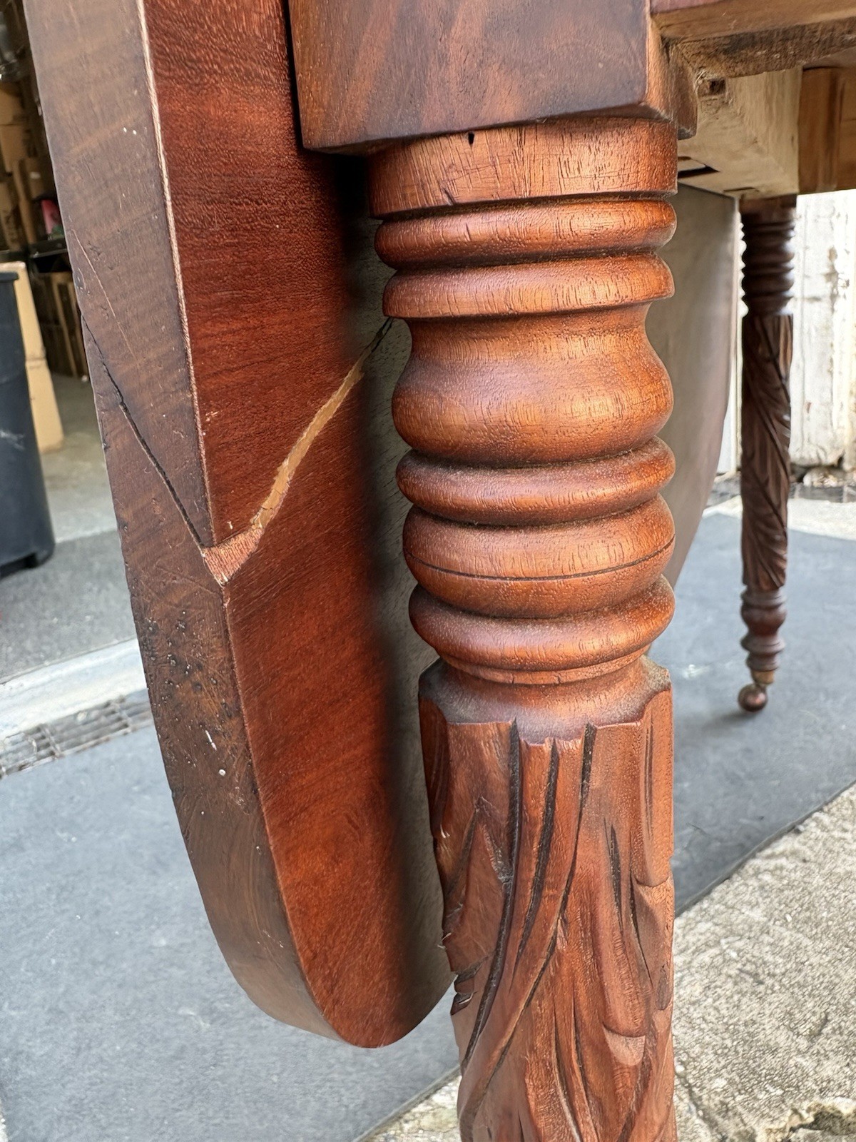 Vintage Solid Mahogany Drop Leaf Gateleg Table – Carved Jacobean Style