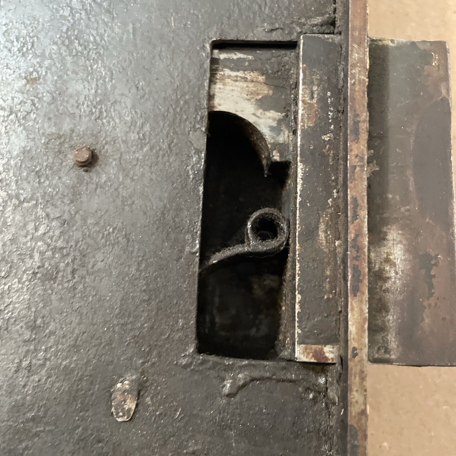 Huge Antique Door Lock Double Throw Bolt W/ Key & Brass Handles Castle Size