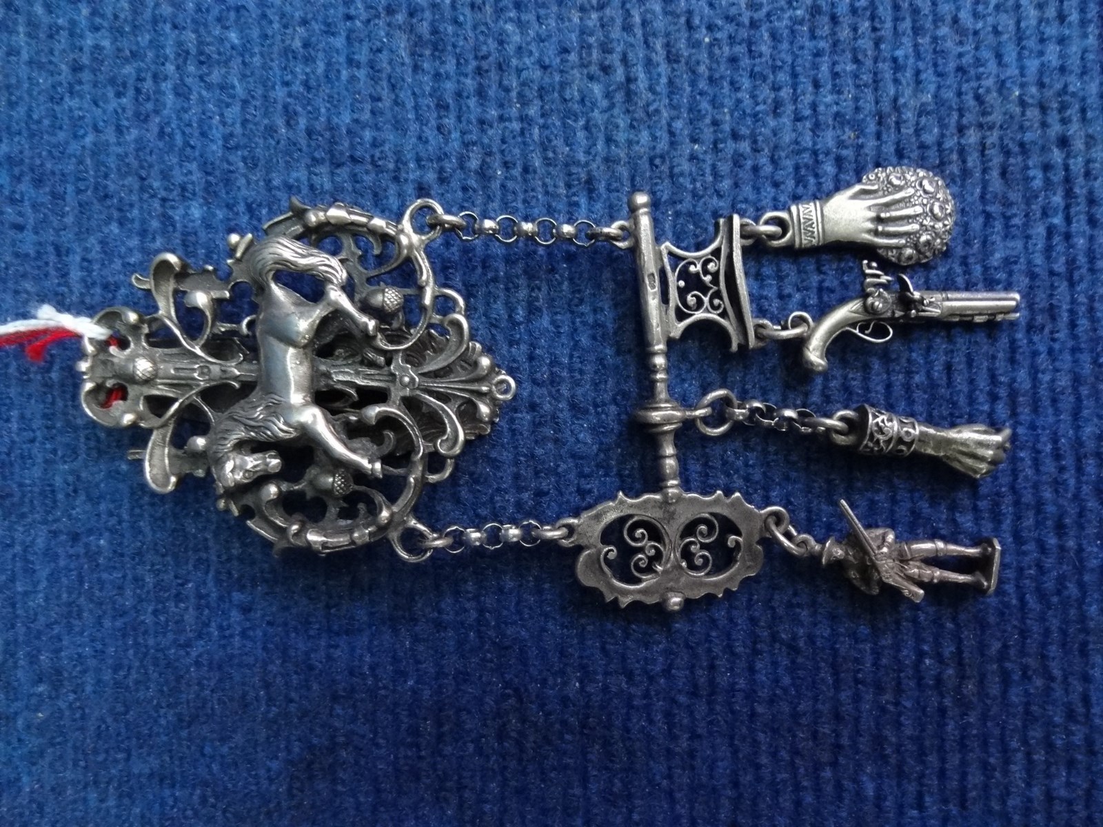 RUSSIAN SILVER ? CHATELAINE, HUNTSMAN BUCKLE, BELT HOOK, CLASP & APPENDICES