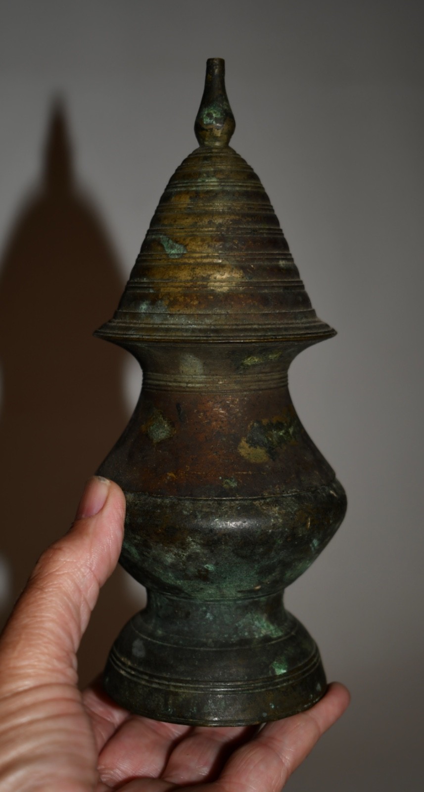 Antique Southeast Asian Cast Bronze Lime Pot / Container (Thailand / Cambodia)