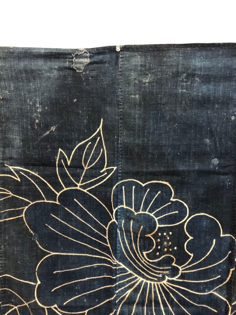 Antique Indigo Furoshiki 19th Century Hand Woven Cotton Large Cloth Vintage