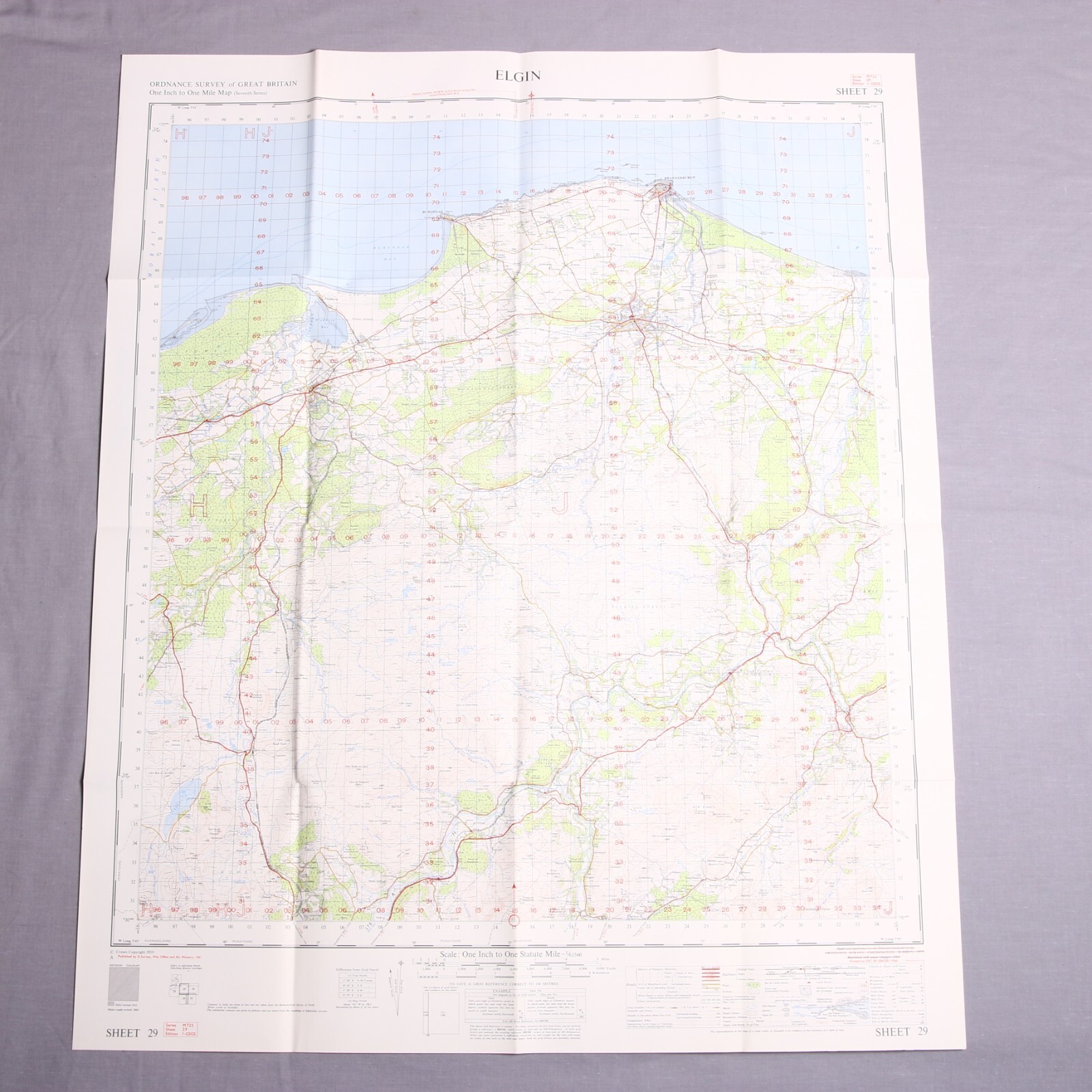 ELGIN Scotland RARE MILITARY ISSUE Vintage 1961 Ordnance Survey map 1 GSGS M722